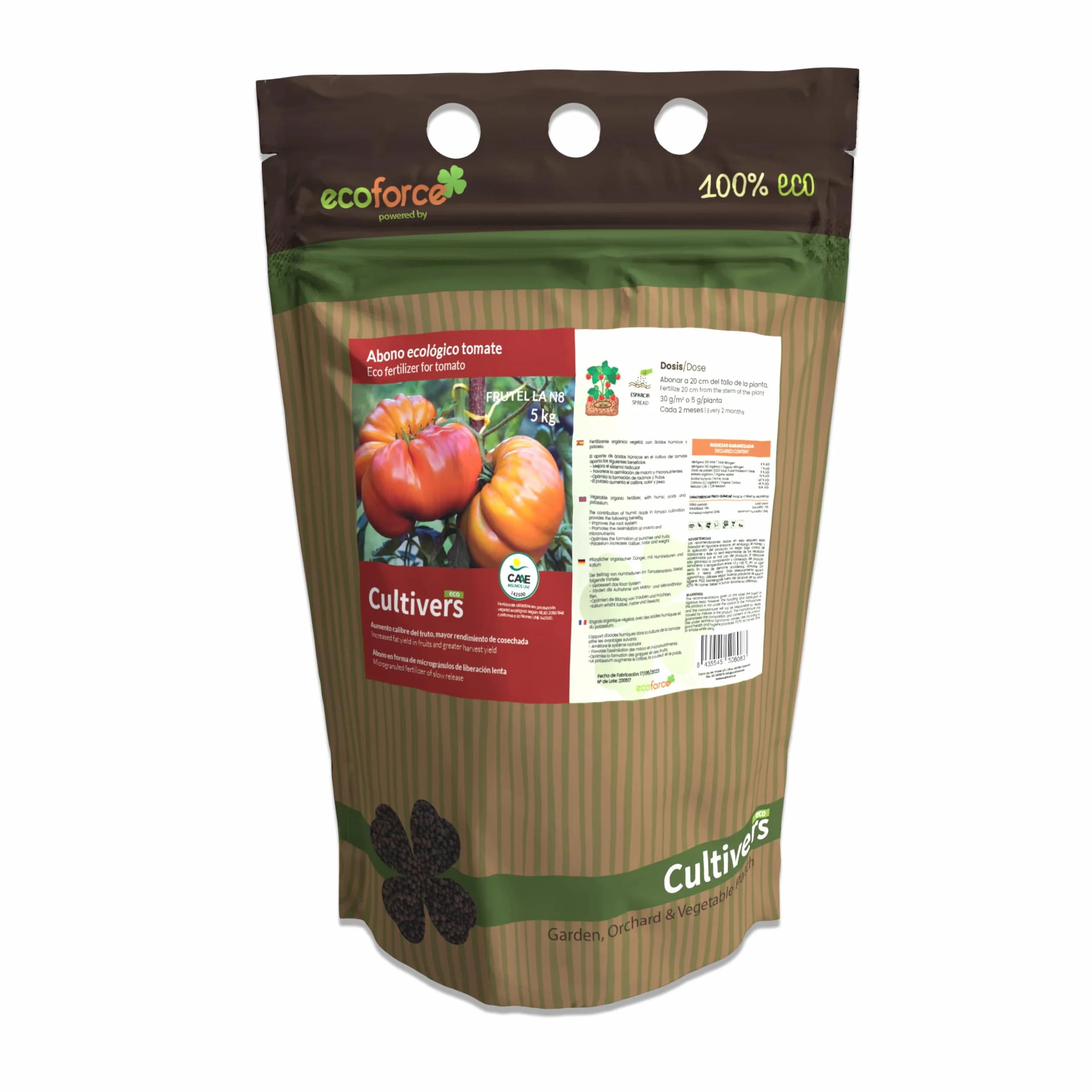 CULTIVERS Abono Tomates Ecológico 5 kg Fertilizante Orgánico Natural Microgranulado
