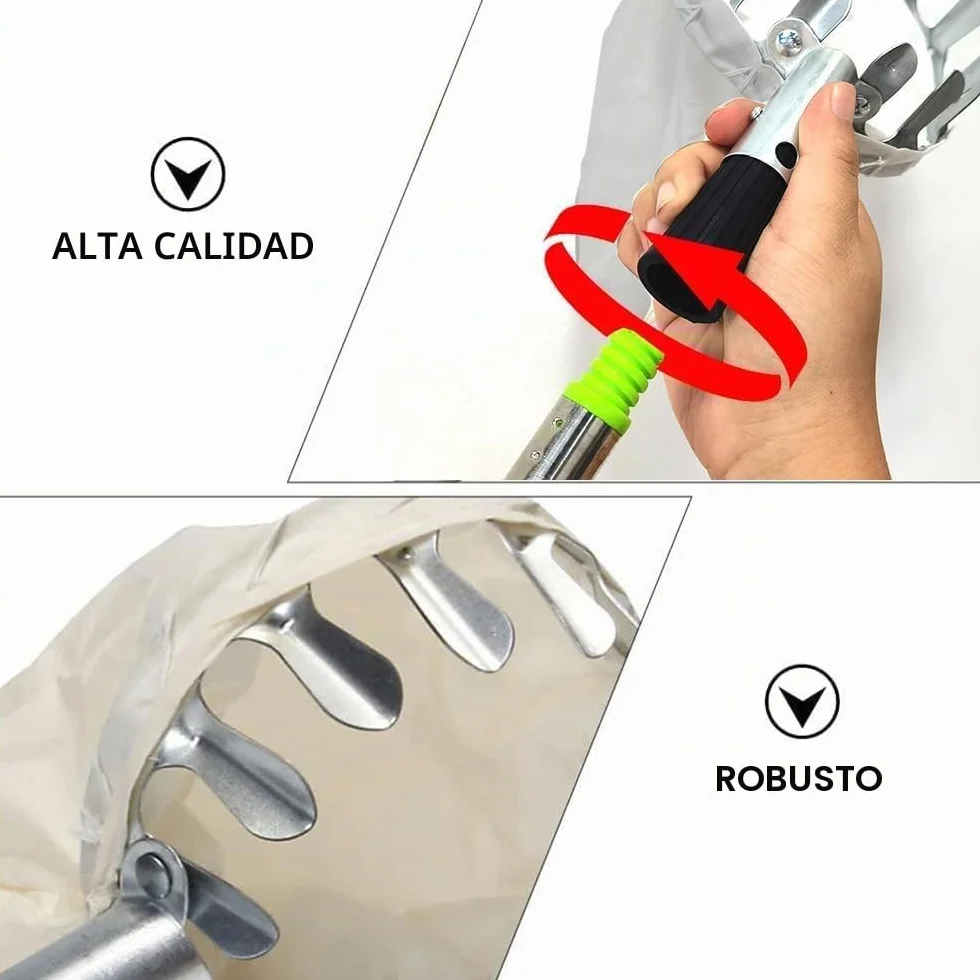 TUIBEIDAMAI Recogedor de frutas mango telescópico 4,25M acero inoxidable cerezas manzanas 16 cm