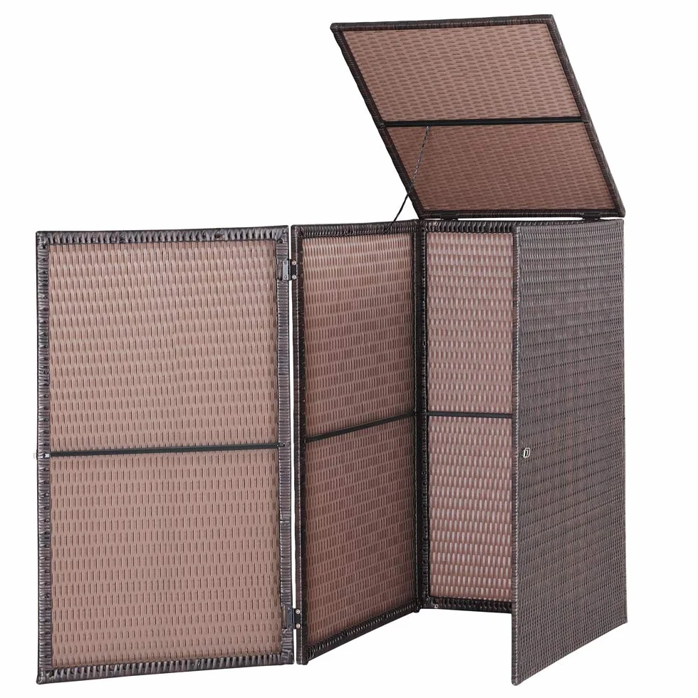 Casaria Cobertizo para Contenedor de Basura 240L Poliratán 115x65x80cm Marrón Exterior