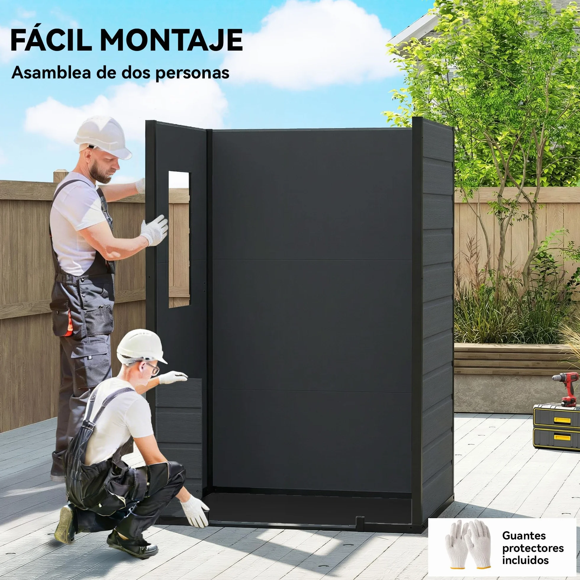 Outsunny Caseta de Jardín Exterior 1,09 m² 128x104x196 cm Cobertizo de Plástico con Suelo Puerta con Cerradura Gris Oscuro