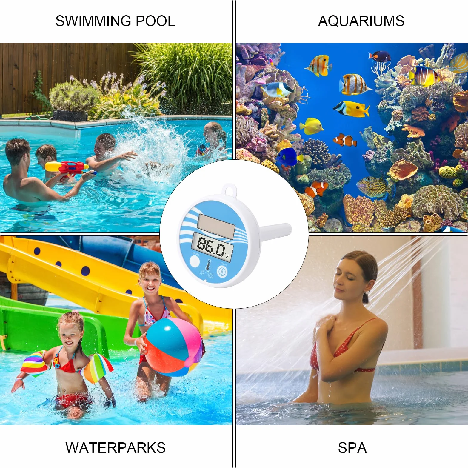 TNSLAND Digital Pool Thermometer Flotante para Piscinas Cubiertas y Al Aire Libre