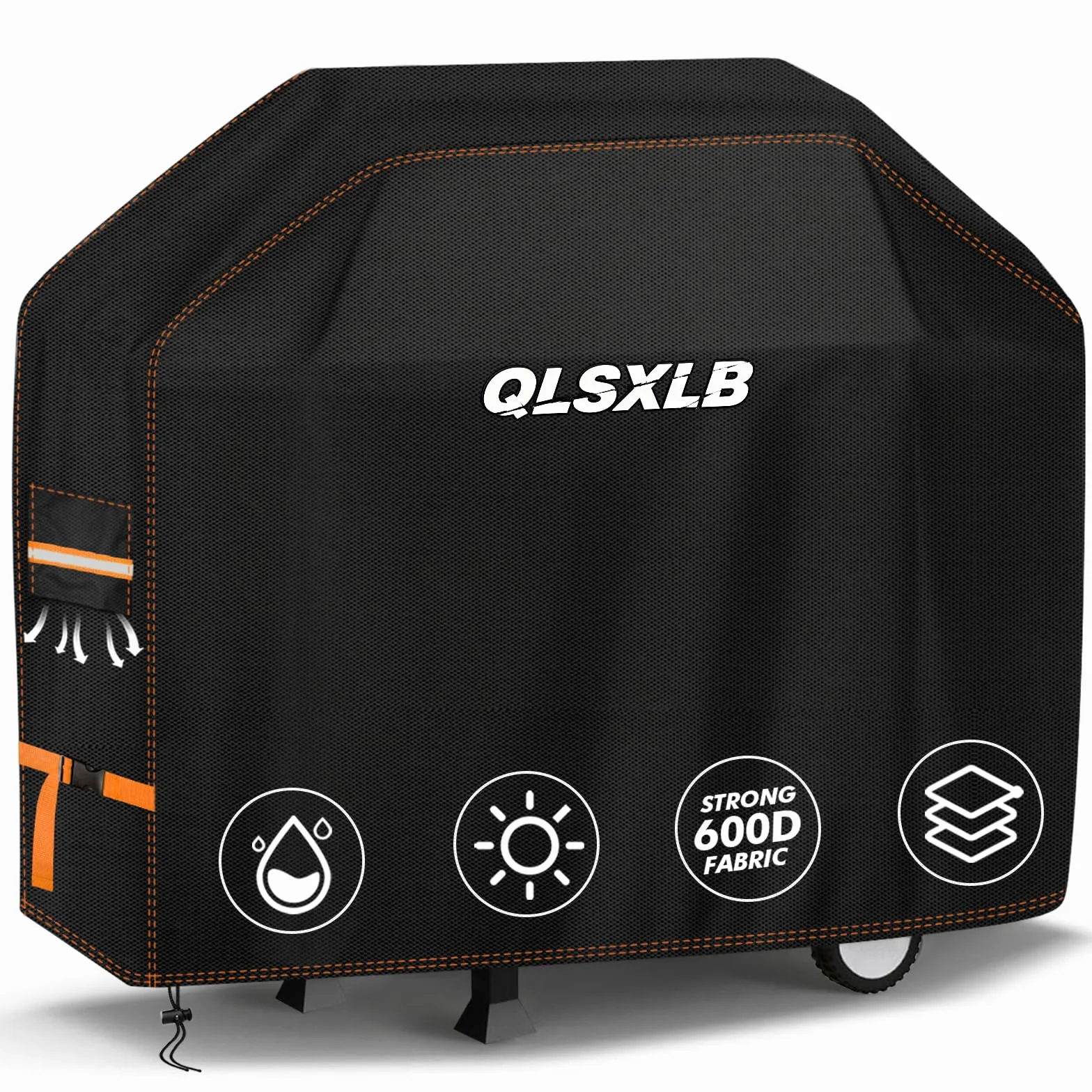 Funda Barbacoa Exterior Impermeable, Resistente Tela 600D Oxford Cubierta BBQ Gas 165x71x122cm, Funda Protectora de Parrilla Universal Anti-Viento/Anti-Polvo/Anti-Humedad Negro