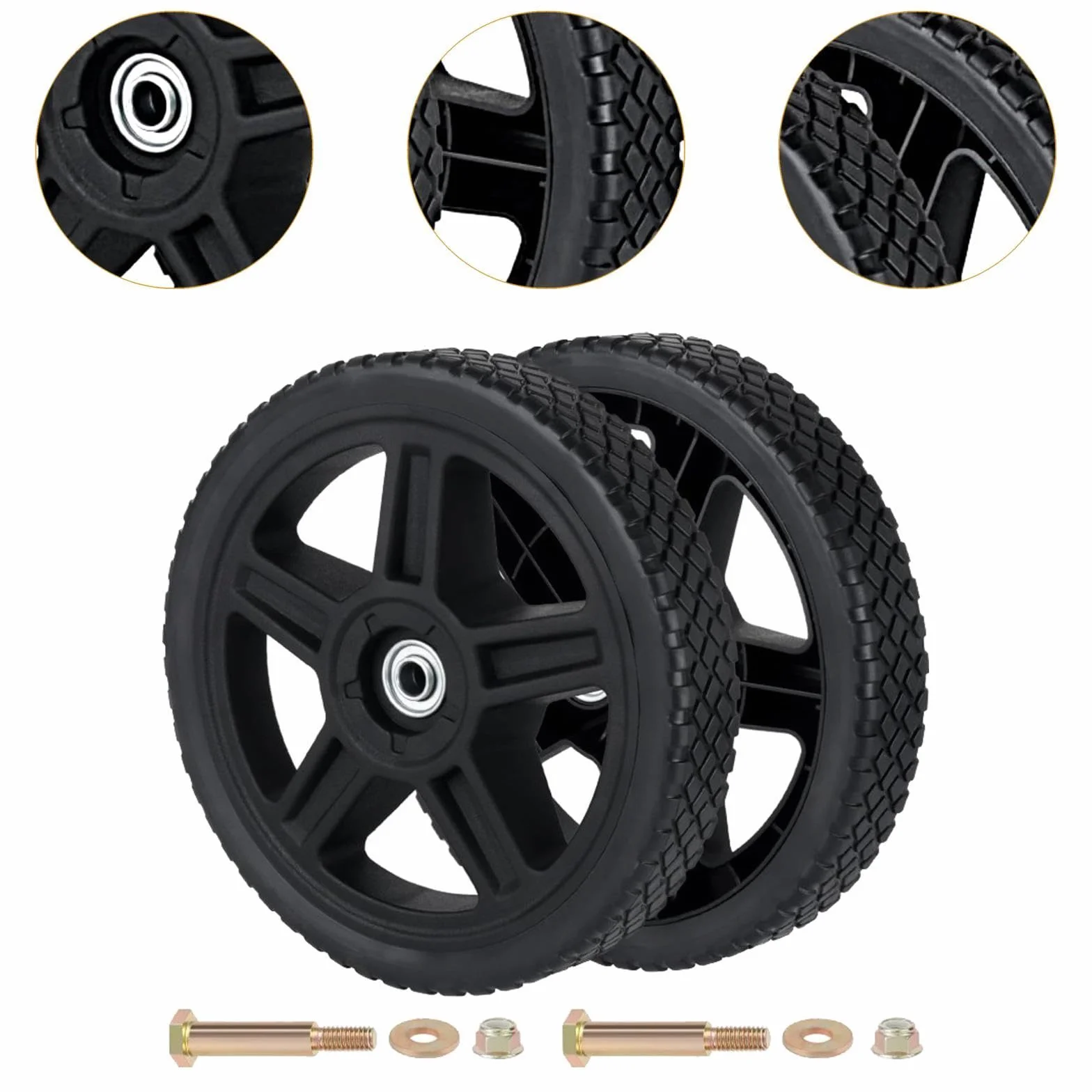 para Cortacésped, Ruedas para Cortacésped de Empuje, Reemplazan Las Tuercas de Los Pernos para Carros, Remolques de Tractores Cortacésped Y C, 10inch 25.5x4.5cm