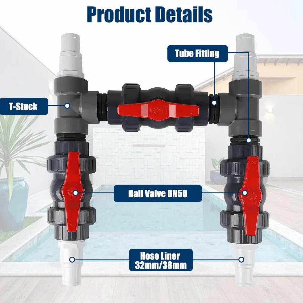 FARYODI Bomba de Calor para Piscina 50 mm 32 mm 38 mm