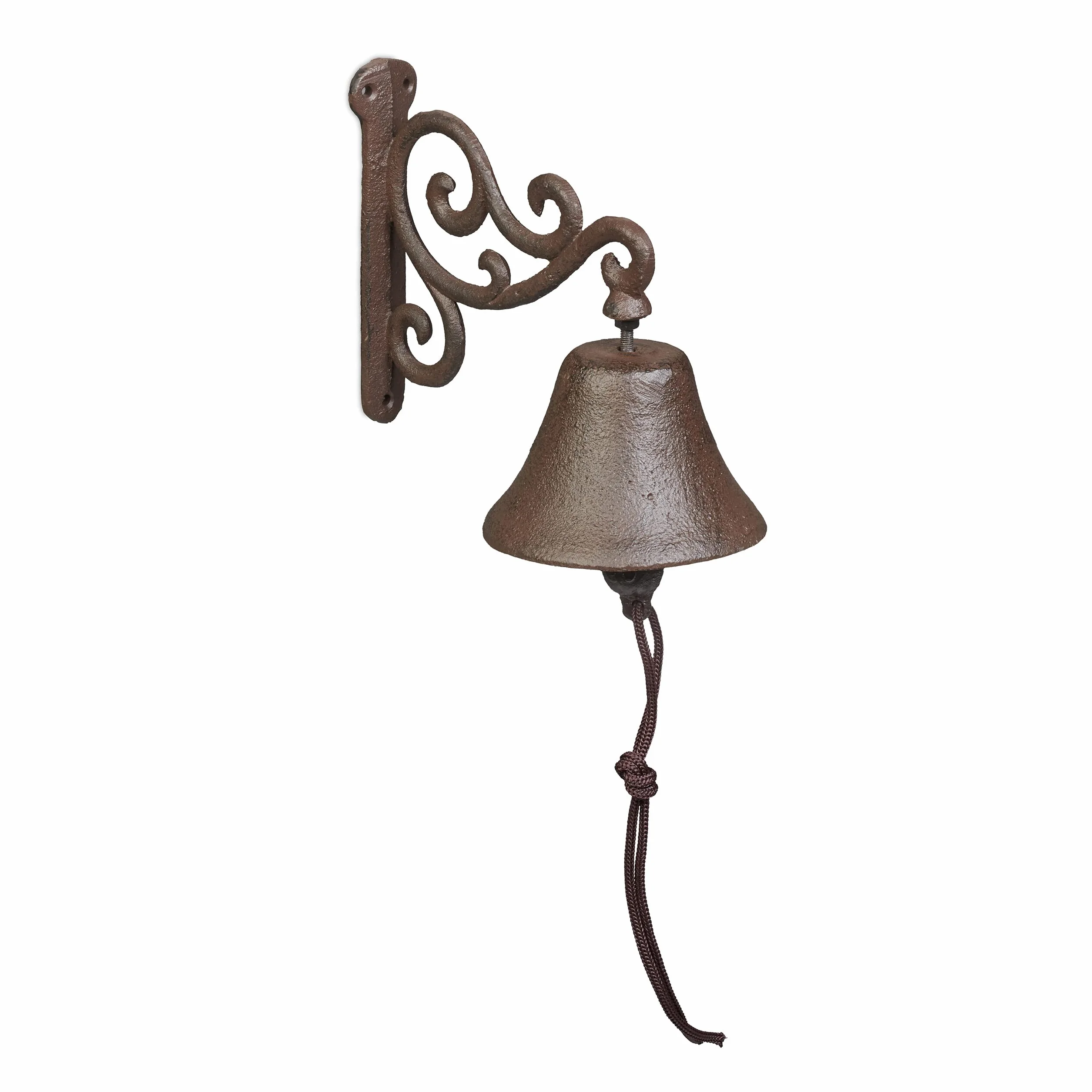 Relaxdays Campana Pared Arabescos Hierro Fundido Retro Timbre Exterior Marrón