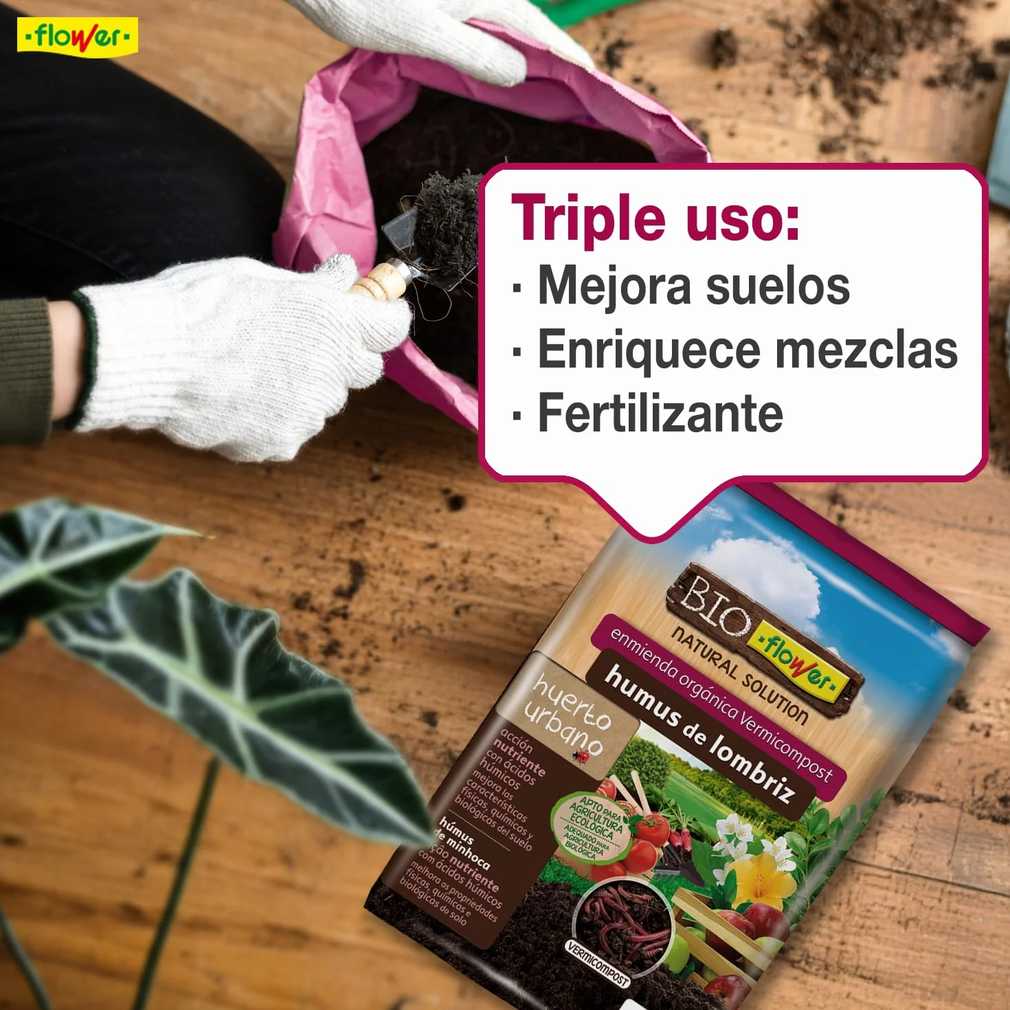 Humus de Lombriz 3 L 100% Vermicompost Ácidos Húmicos y Fúlvicos Mejora Suelo