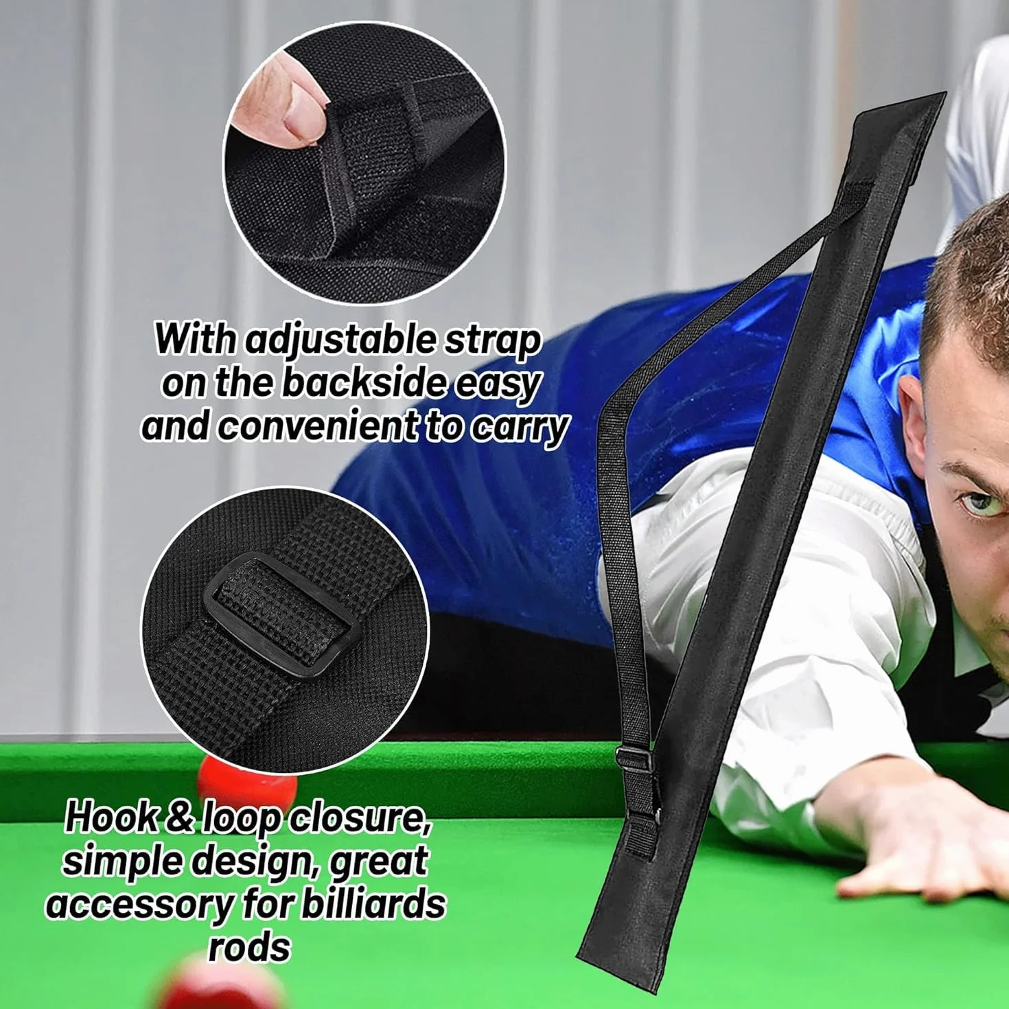 Tyenaza Bolsa para Taco de Billar de Nailon, Estuche de Transporte Negro 1/2 3/4
