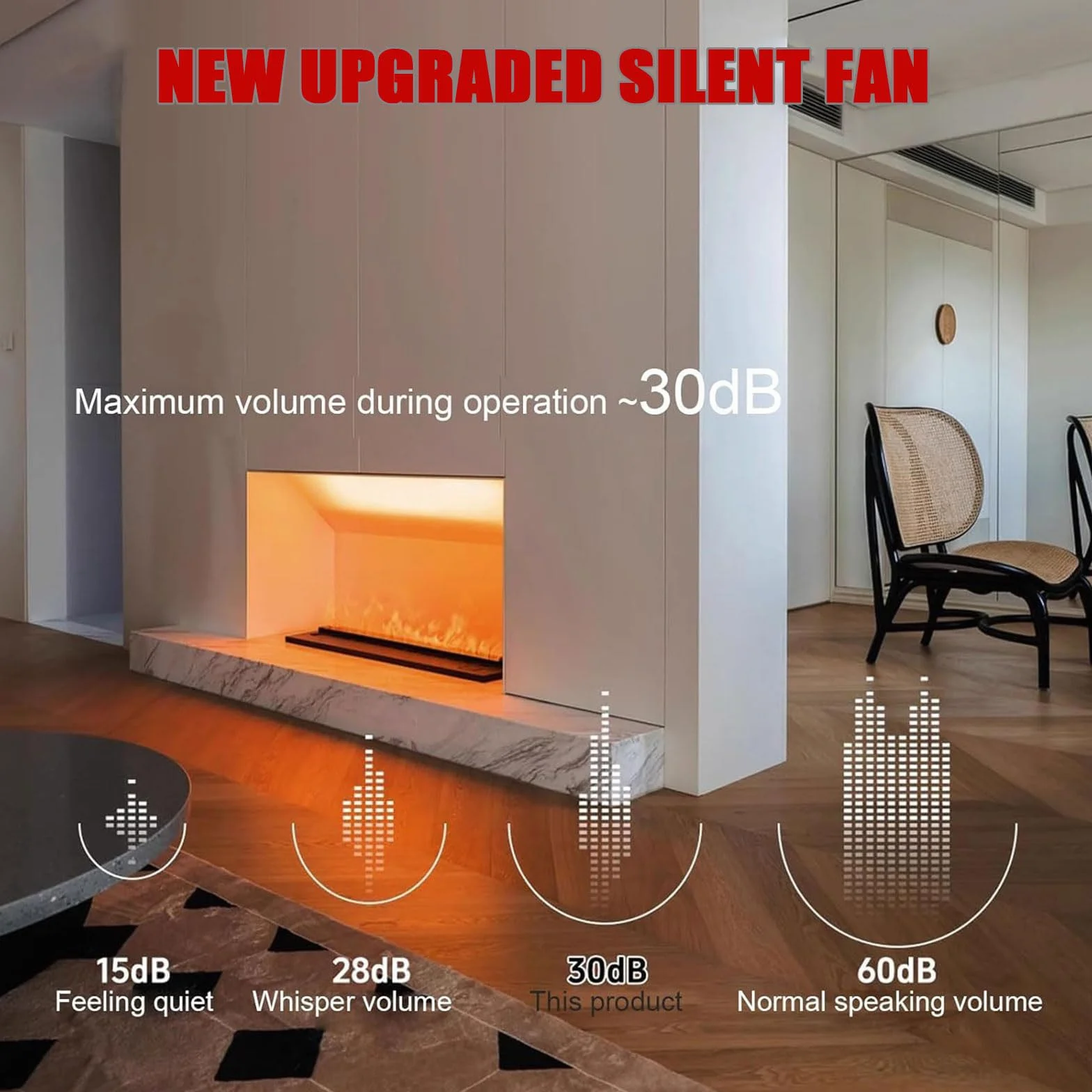 Chimenea de Vapor de Agua 3D, Humidificador Control Táctil/Remoto 100cm, Efecto de Llama 3D
