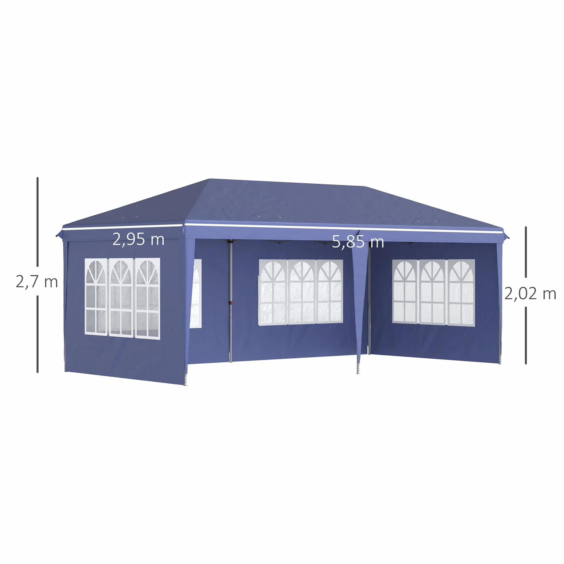 Outsunny Carpa Plegable 6x3 m, Pop-up, con 4 Laterales Desmontables, Cenador de Jardín con 4 Ventanas Visibles y Bolsa de Transporte, Impermeable, Anti-UV, Gazebo para Camping, Fiestas, Exterior Azul