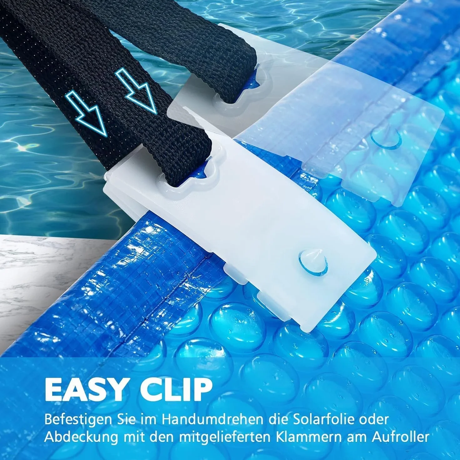 ACXIN Enrollador de piscina ajustable 1,05–6,15 m, enrollador de lona solar con manivela manual, telescópico de aluminio