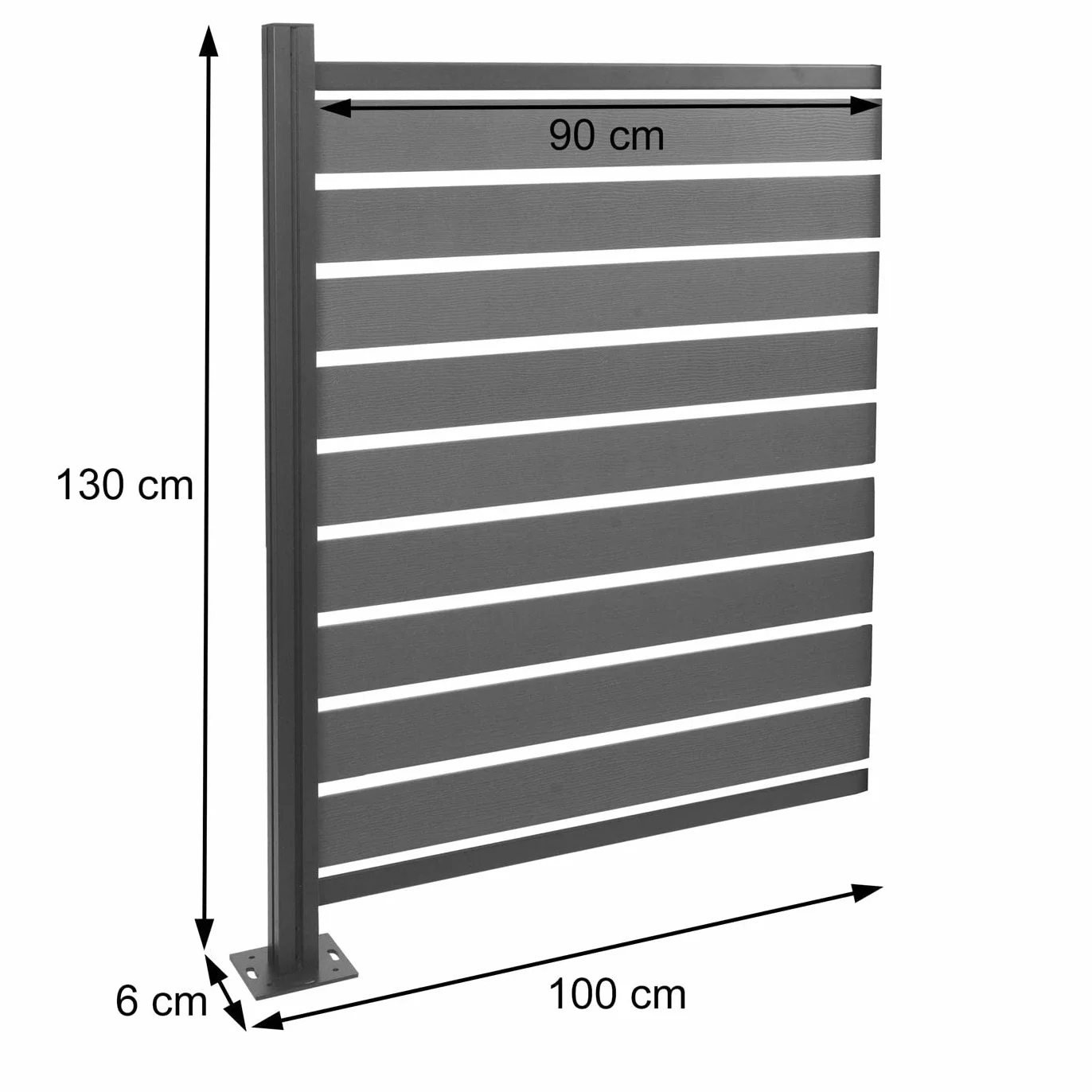 Mendler Valla de cubo de basura aluminio HWC-K57 ampliable Polywood 130x100x6 cm gris