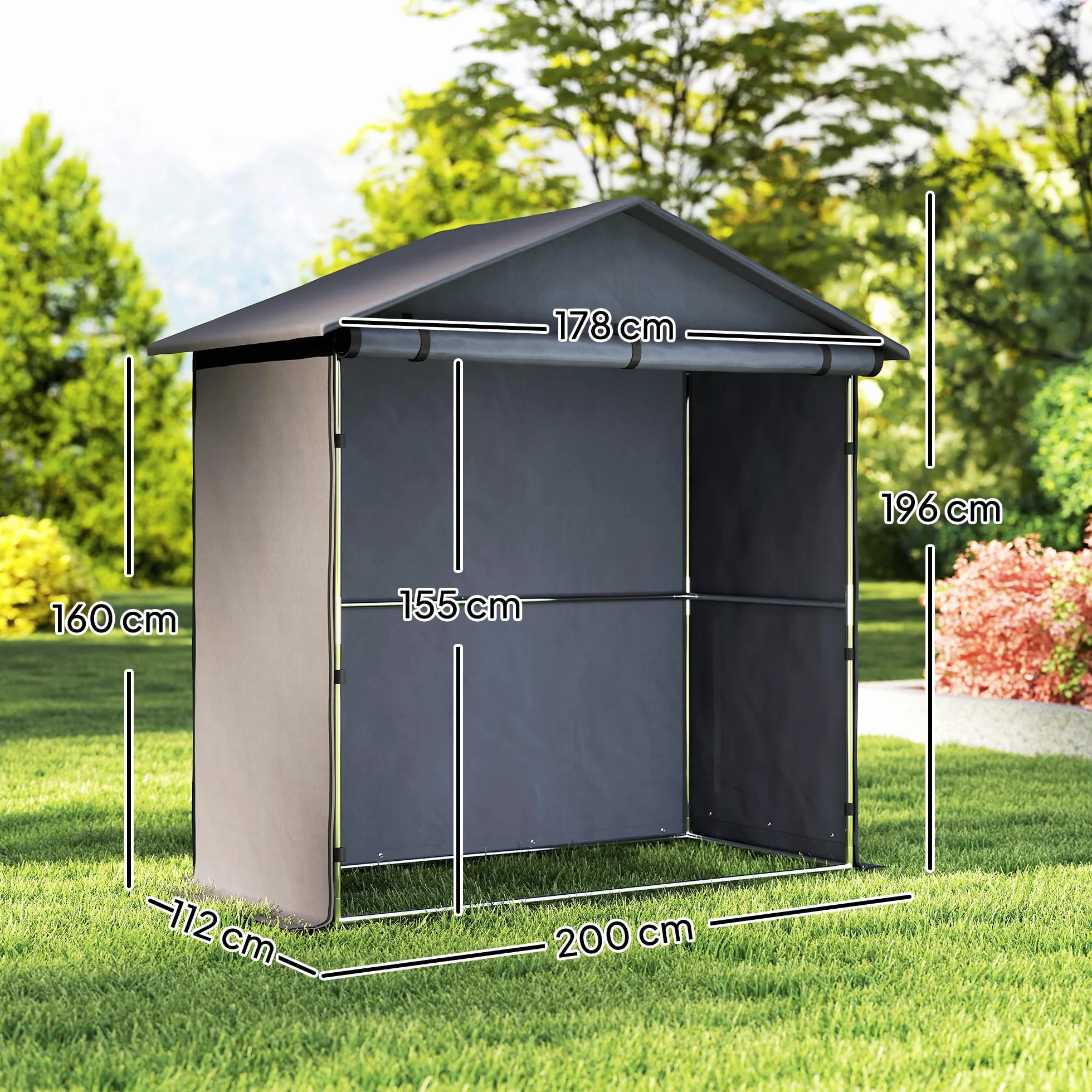 Outsunny Carpa Garaje 1,1x2 m Entrada Enrollable Acero Galvanizado Oxford 420D UV30+ Gris Oscuro