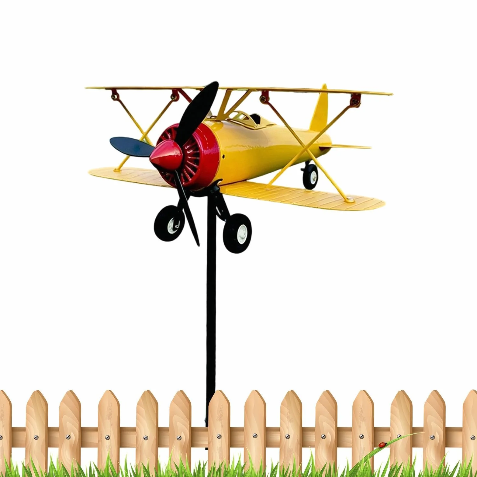 Veleta en Forma de Avión, Herramienta Metálica Medidora Viento Giratorio para Jardín