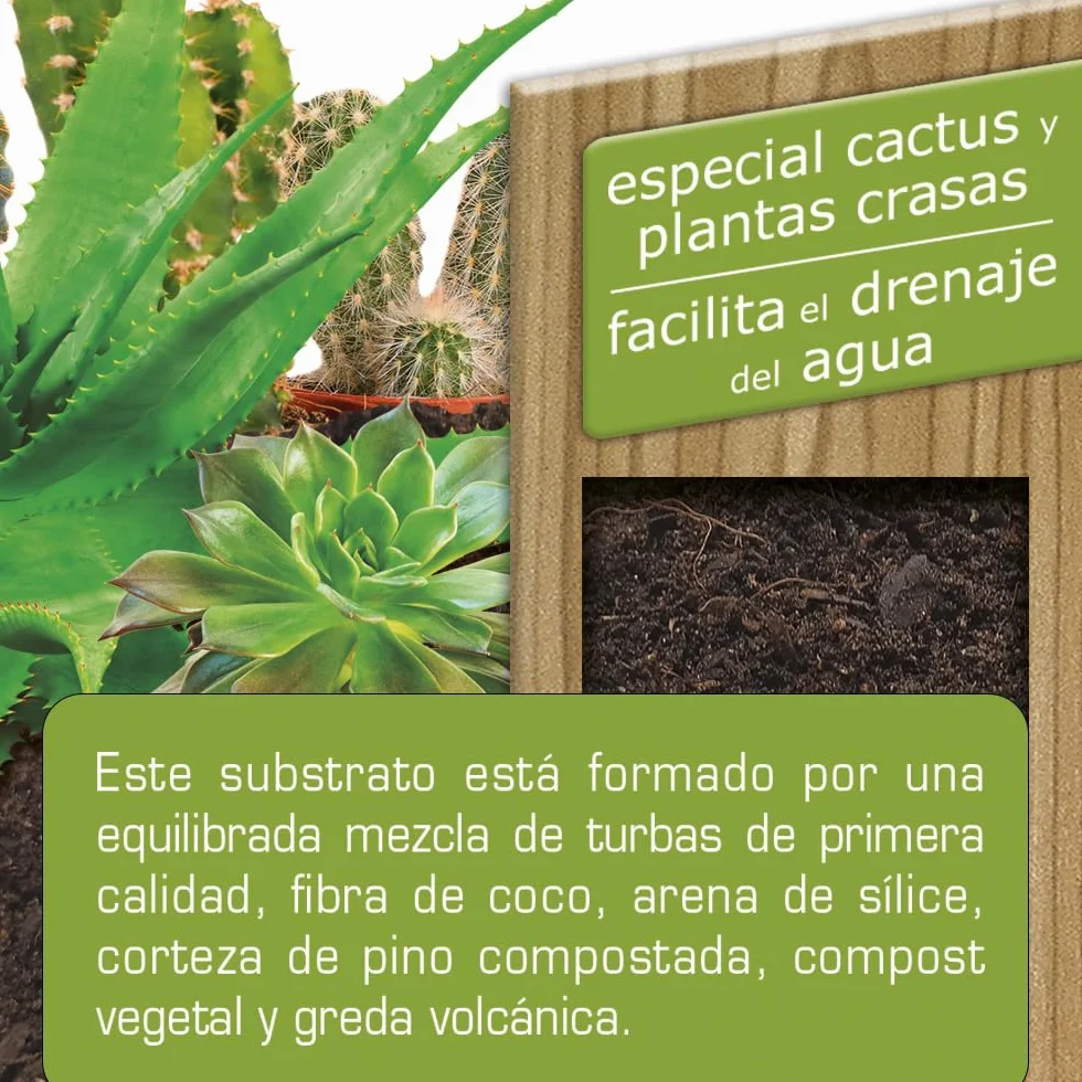 Sustrato para Cactus y Crasas 5 L con Áridos, Piedra Volcánica y Abono