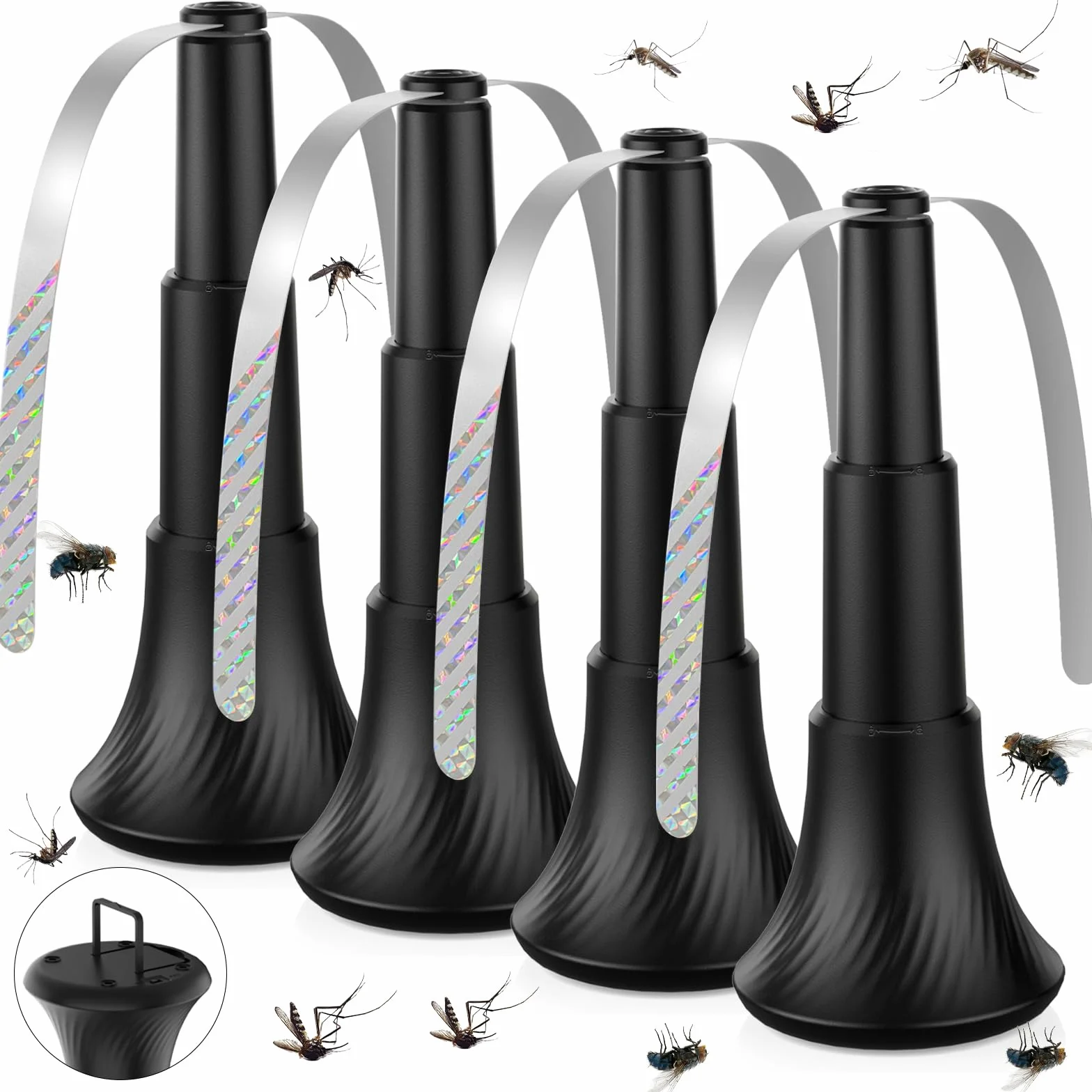 Ventilador Repelente de Moscas 4 Piezas, Plegable y Colgante para Exteriores