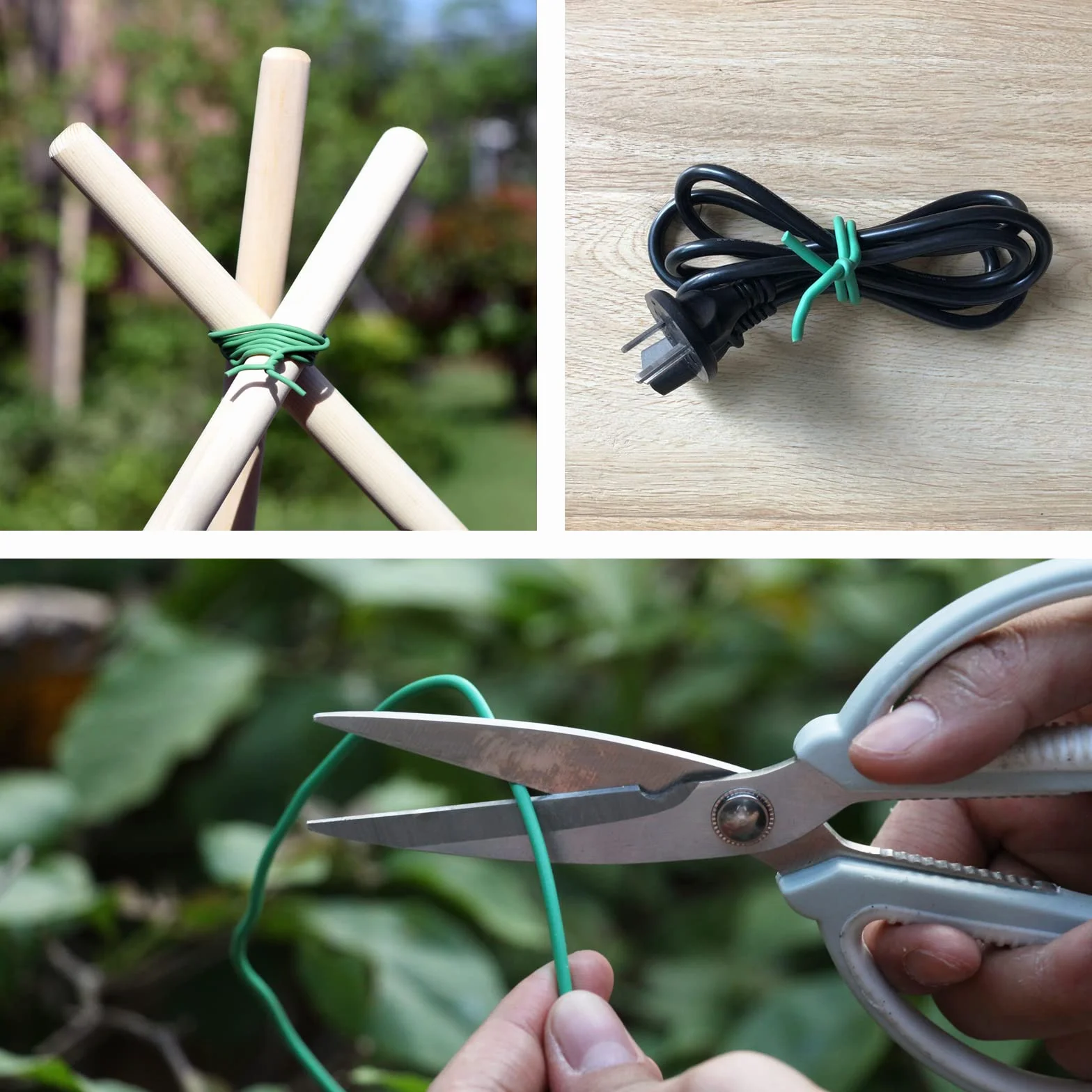 PGarden-EZ Green Soft Twist Tie Tomate Plant Tie TPR Garden Supply, para apoyar plantas y organizar el hogar (339 pies/100 metros)