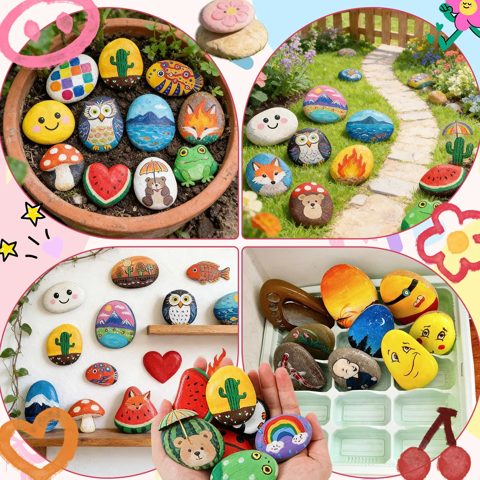 Piedras Lisas Pintar 25 Piezas Guijarros Decorativas Planas para Jardín