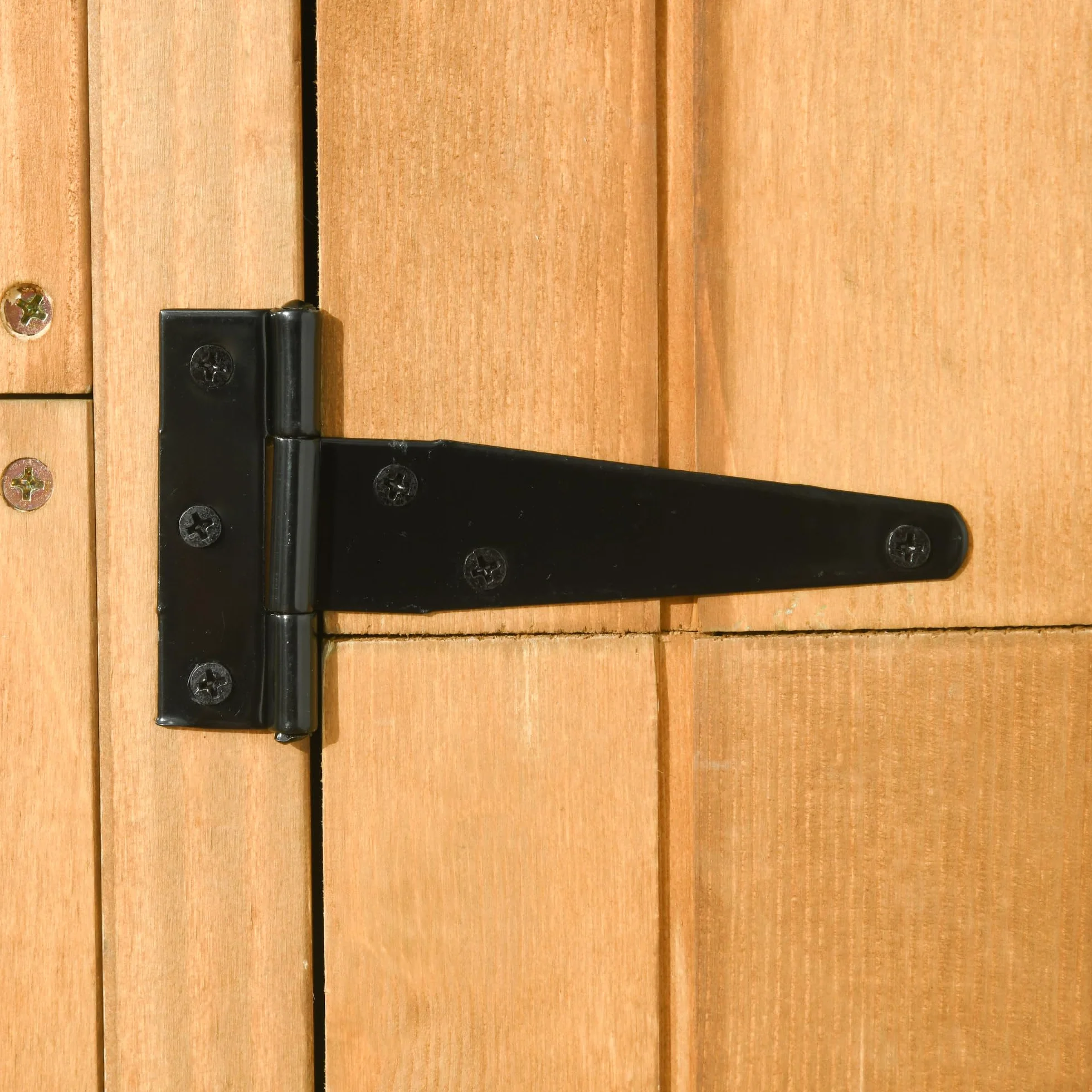 Outsunny Armario de Jardín Madera 77x54,2x179 cm Cobertizo Almacenaje Herramientas 3 Estantes 2 Puertas Cerrojo