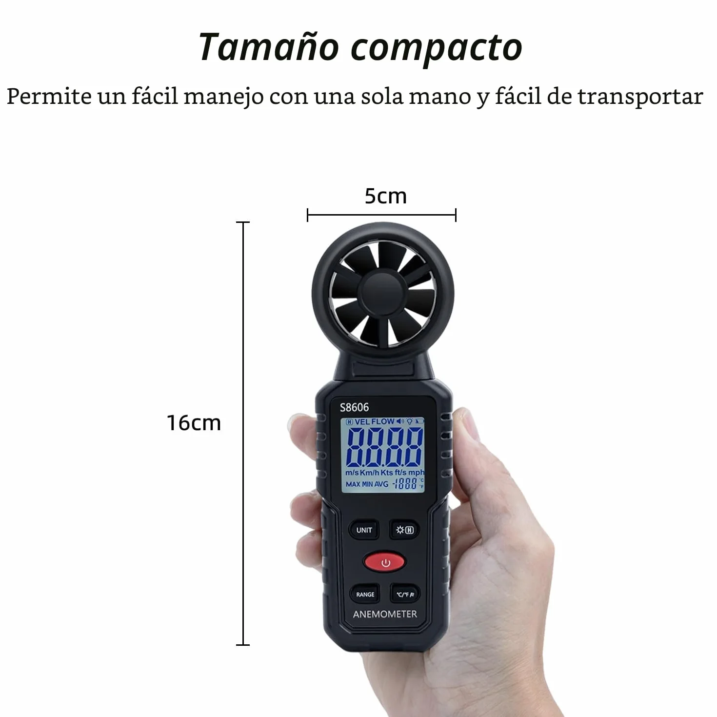 Mcbazel Anemómetro Portátil Digital 3 en 1 Mide Temperatura Velocidad Flujo Viento