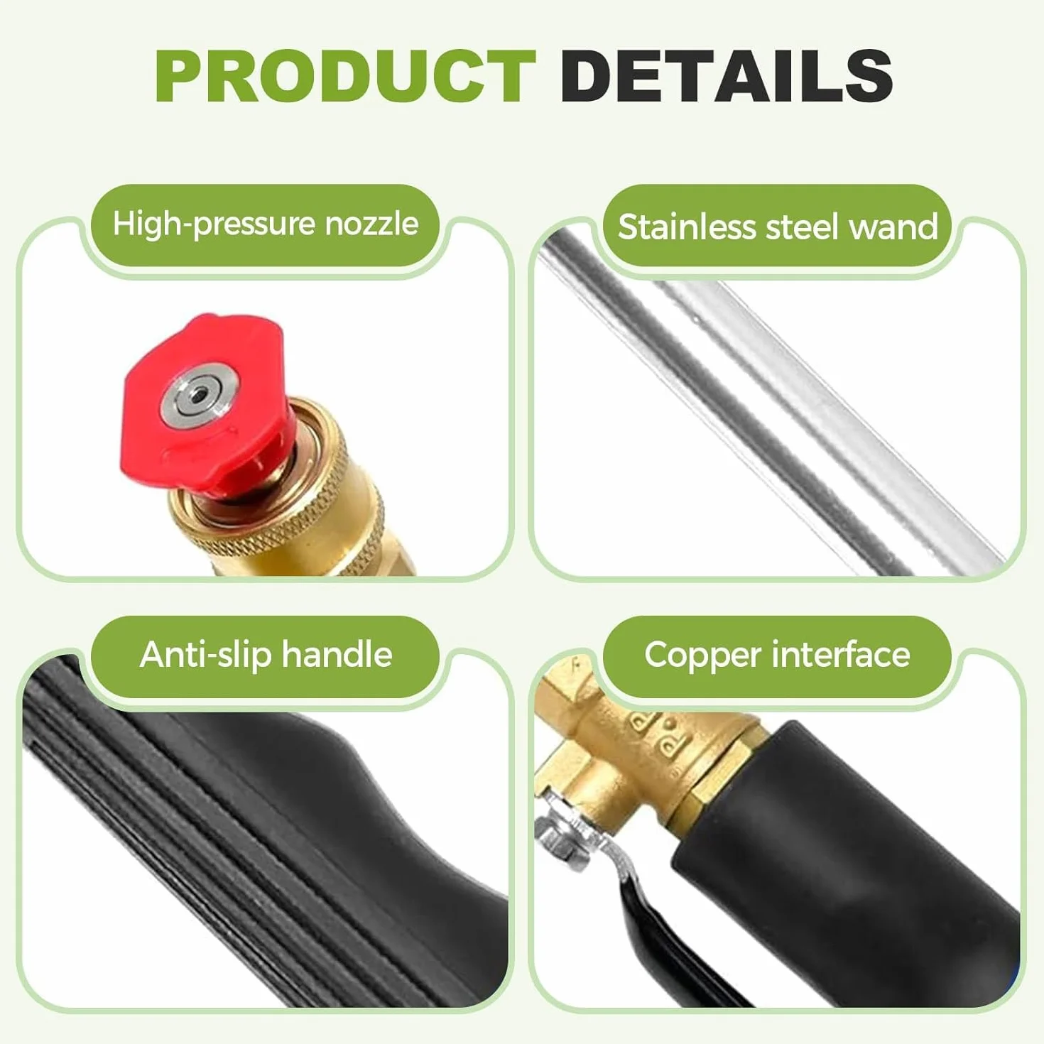 Hidrolavadora De Jardín con Lanza Y 3 Boquillas Intercambiables, Ideal para Lavar Coches, Patios, Jardines Y Limpiar Exteriores (Gris). Gray+Black