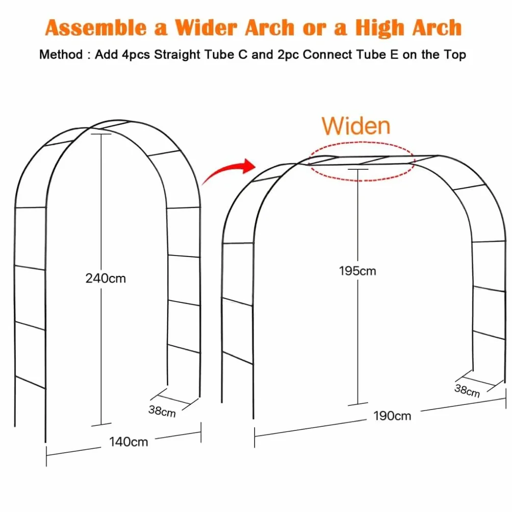 Mr. Ton Arco de Boda Jardín Pérgola 240x140 cm Exteriores Plantas Trepadoras