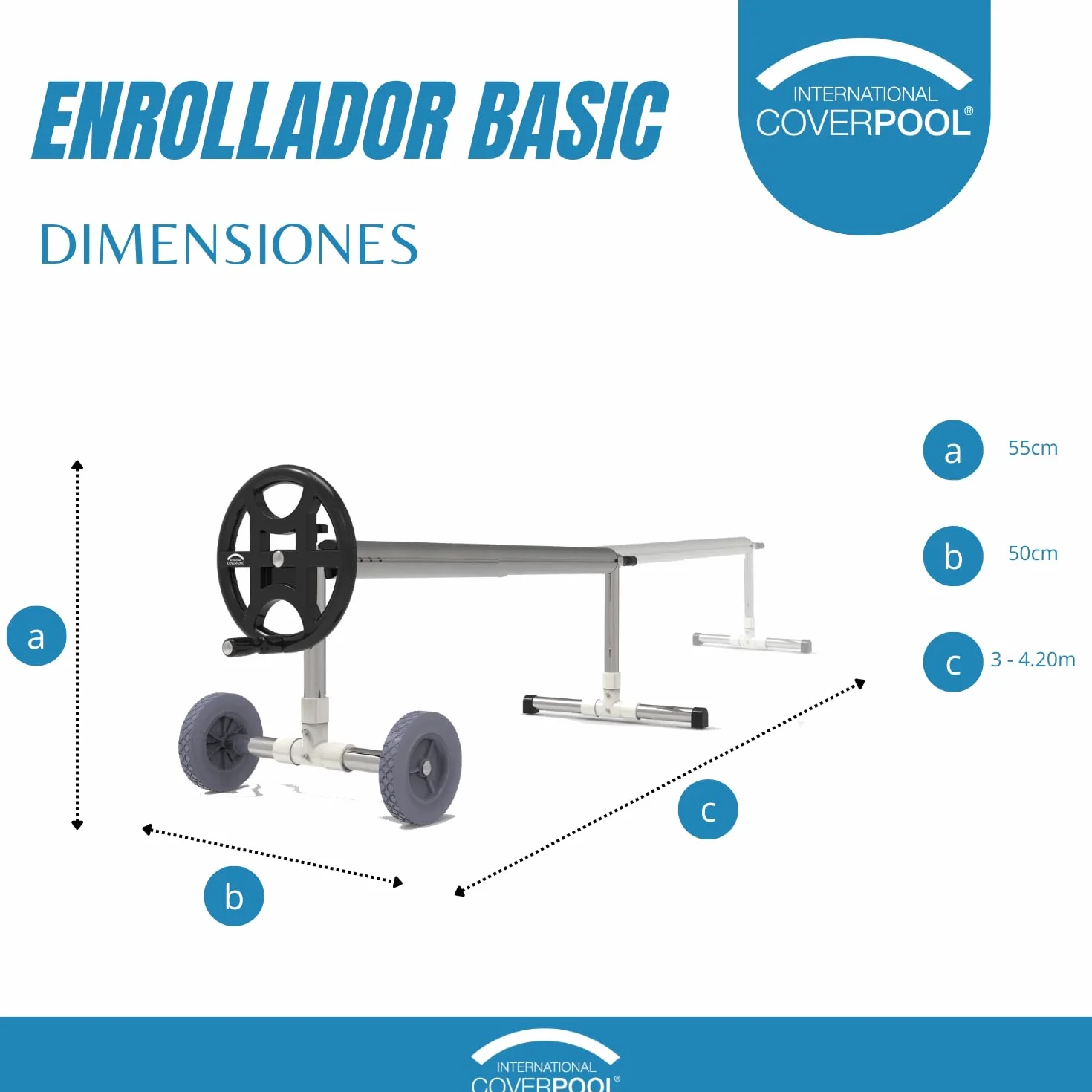 Enrollador de Cubierta de Piscina Basic Ajustable hasta 4,2m Tubo 80mm
