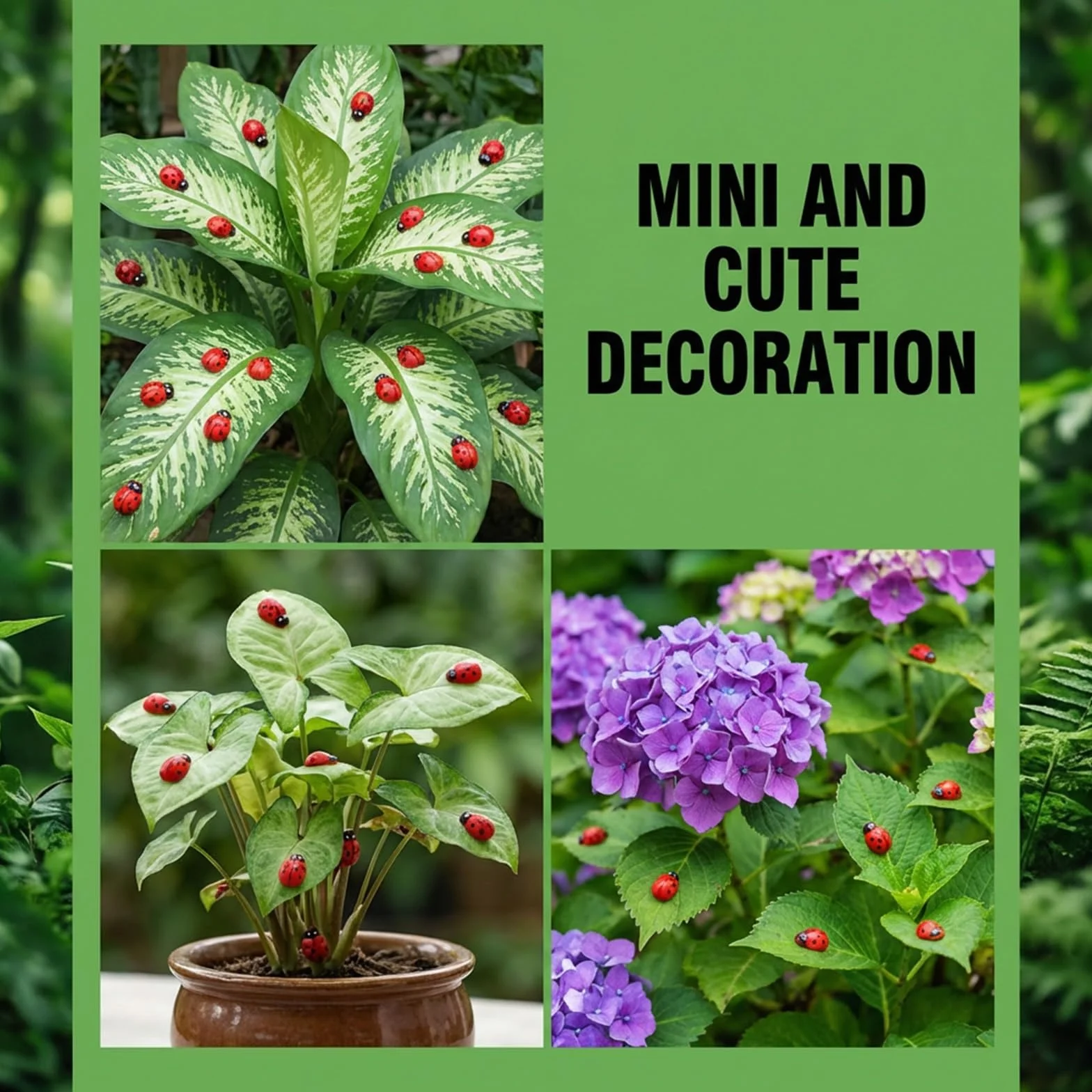 100 minifiguras decorativas de mariquitas, mini figuras de resina Ladybug Ladybug Luminosas Mariquitas Amuleto de la Suerte 3D Luminoso Decoración Jardín Figuras para Jardines de Hadas, Decoración de