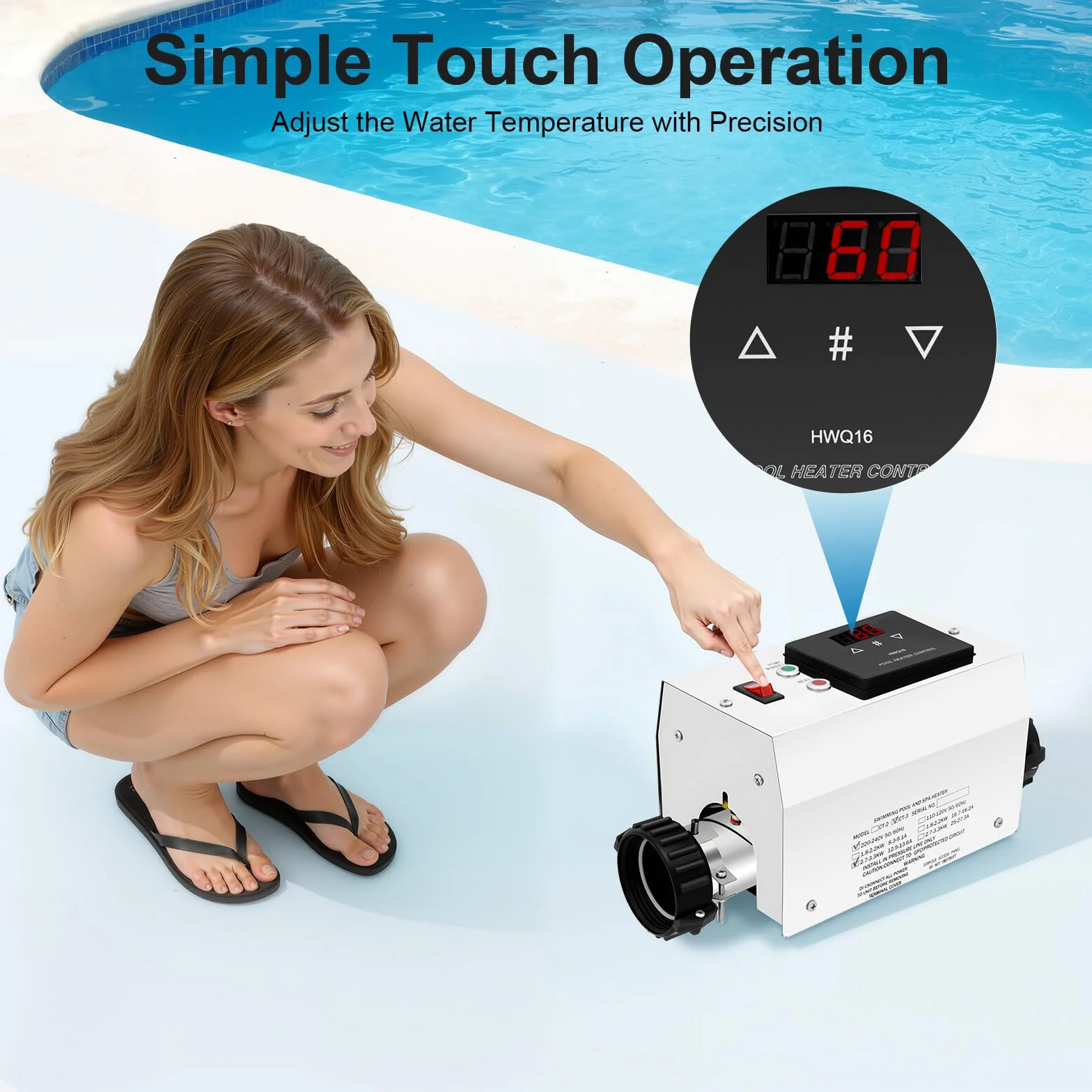 Calefacción eléctrica de piscina 3 kW termostato intercambiador de calor