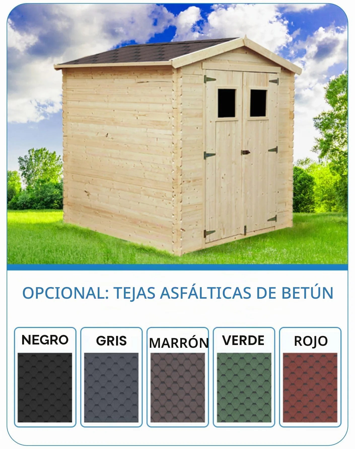 Cobertizo de Madera TRATADO TIMBELA M343C+M343G 218x206x216 cm 3,53 m² Techo Impermeable Ventanas