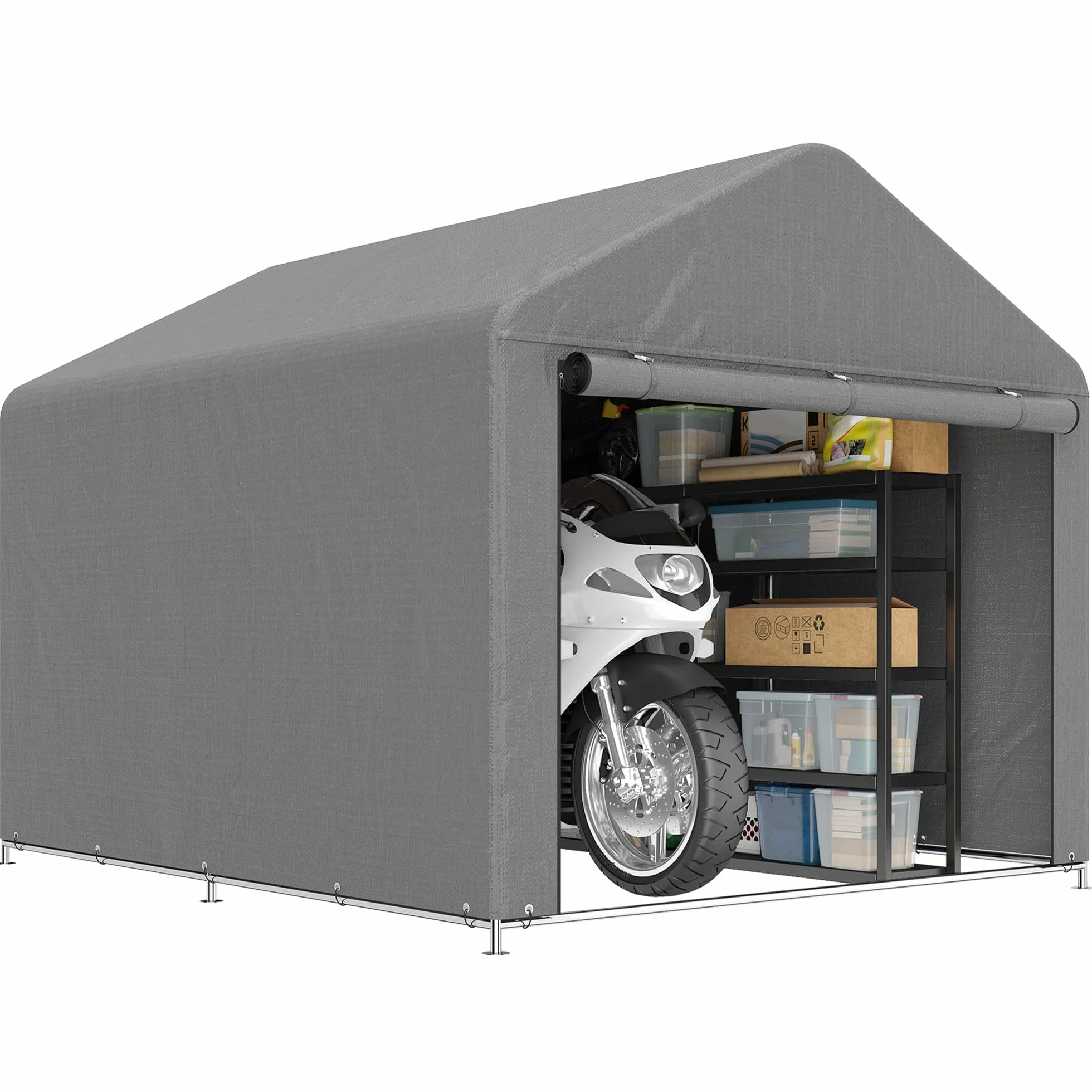 Outsunny Carpa de Jardín Exterior 2,4x2x2 m Cobertizo Metal Galvanizado Impermeable UV30+ Gris