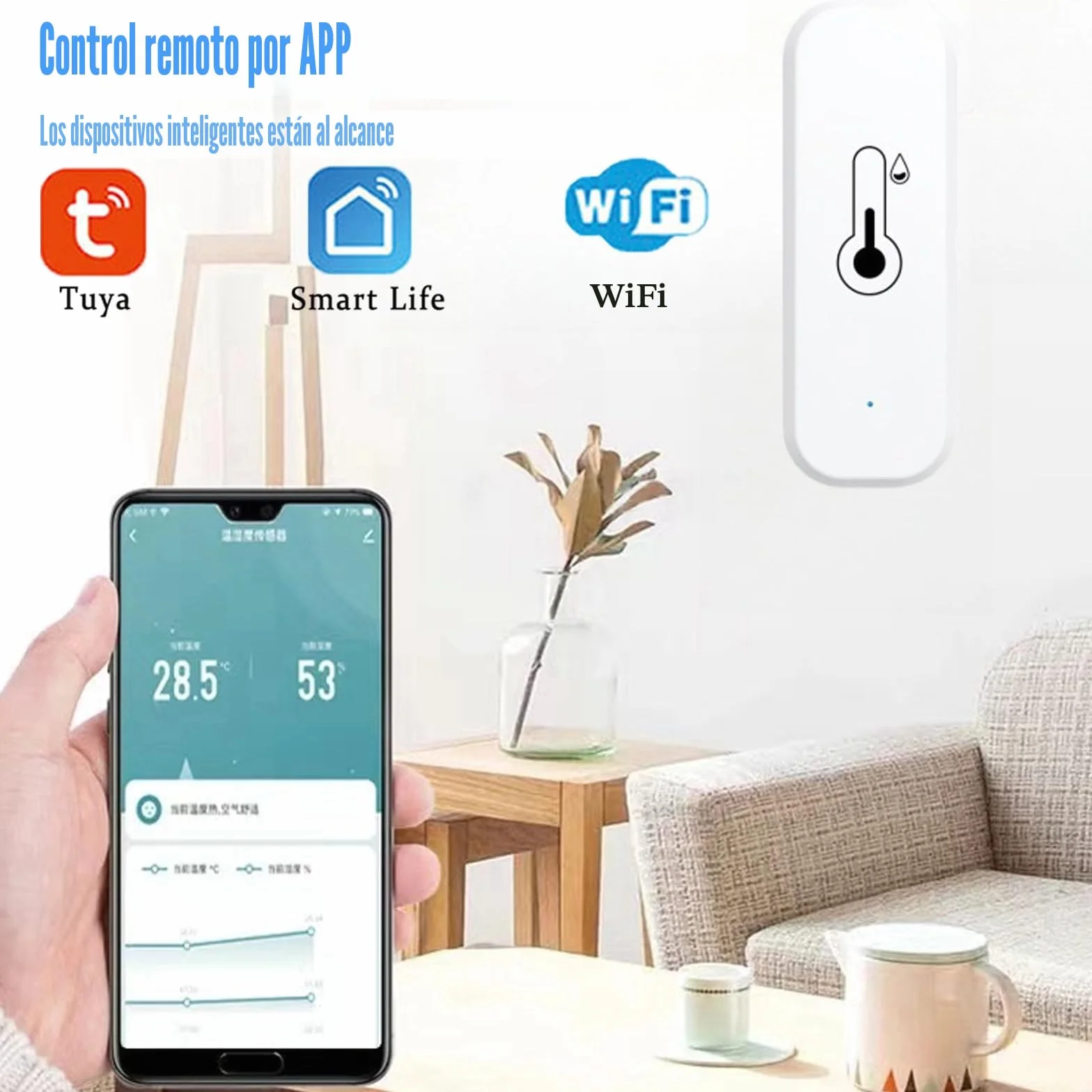 GERUI Termómetro Higrómetro WiFi Sensor Temperatura Humedad Digital Compatible Alexa Google