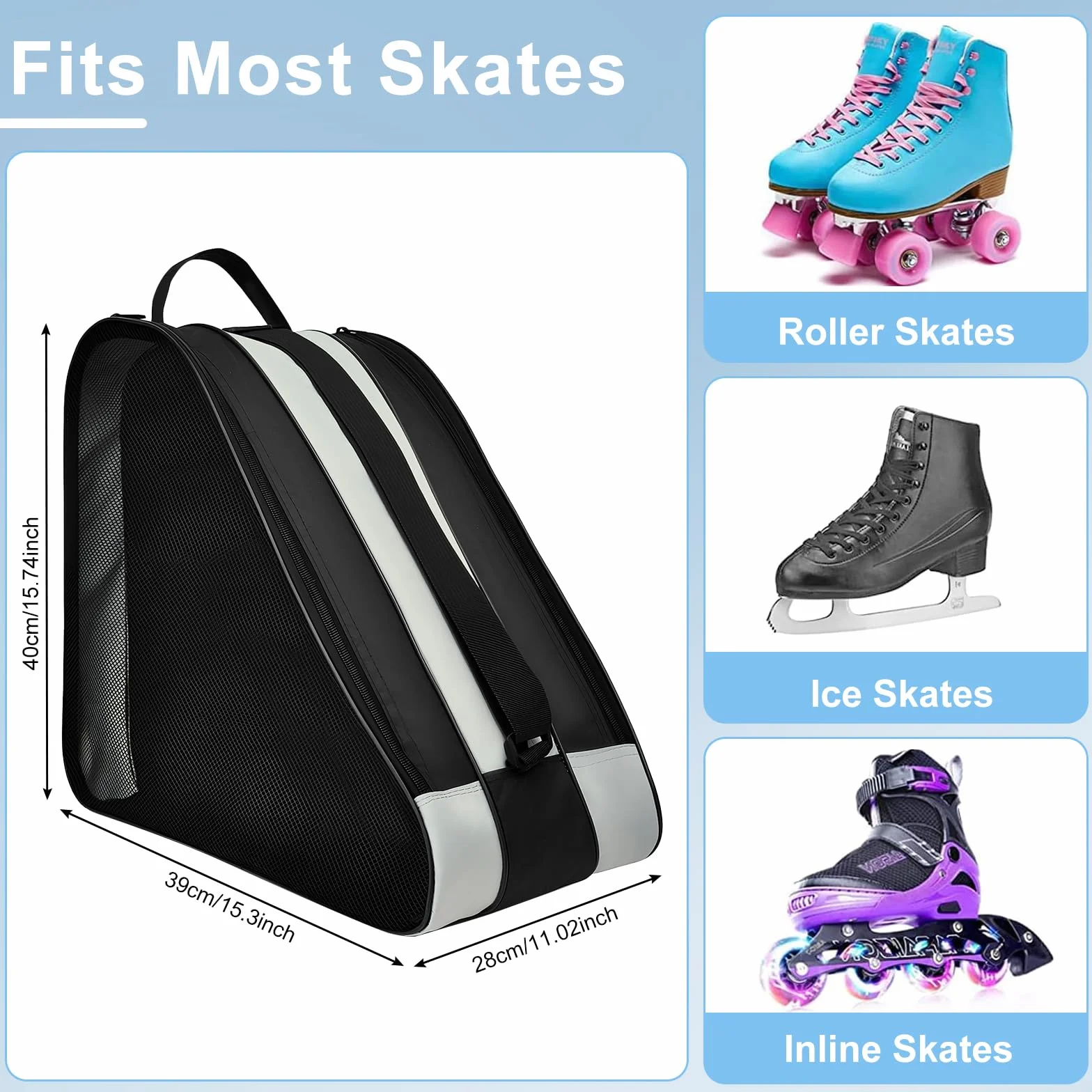 Bolsa para Patines en Linea con 3 Compartimentos para Casco y Protecciones