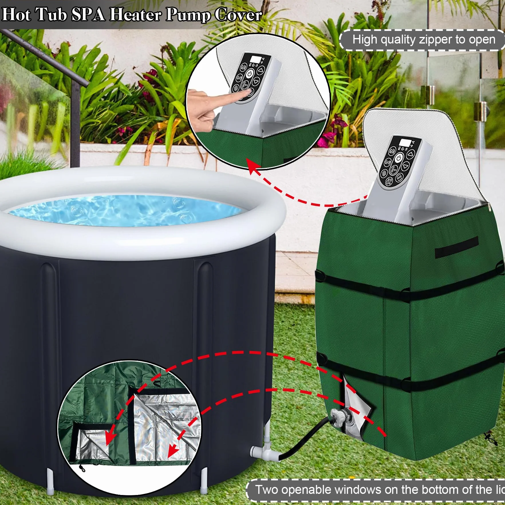 TZEKING Cubierta para Bomba de Bañera de Hidromasaje Impermeable Resistente a la Intemperie