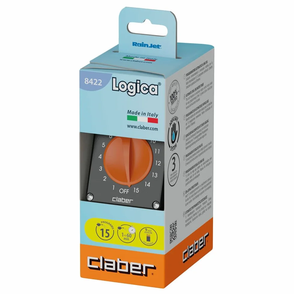Claber 8422 Aquauno Logica Computer Digitale, Negro/Naranja