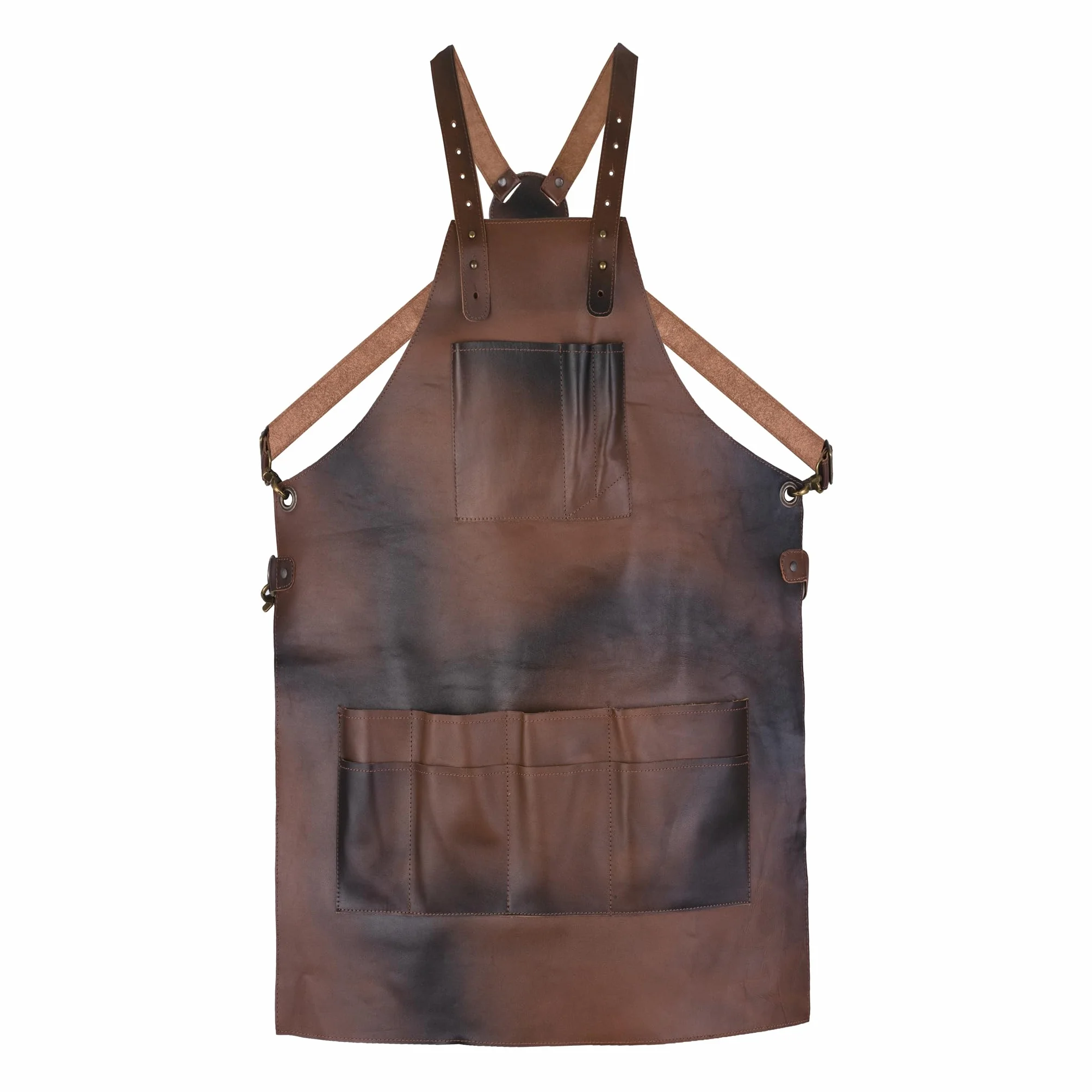 Leather Tool Working 12 Pocket Tool Apron | Unisex Leather Cross Body Back Straps Adjustable | Woodworking | Gardening Apron