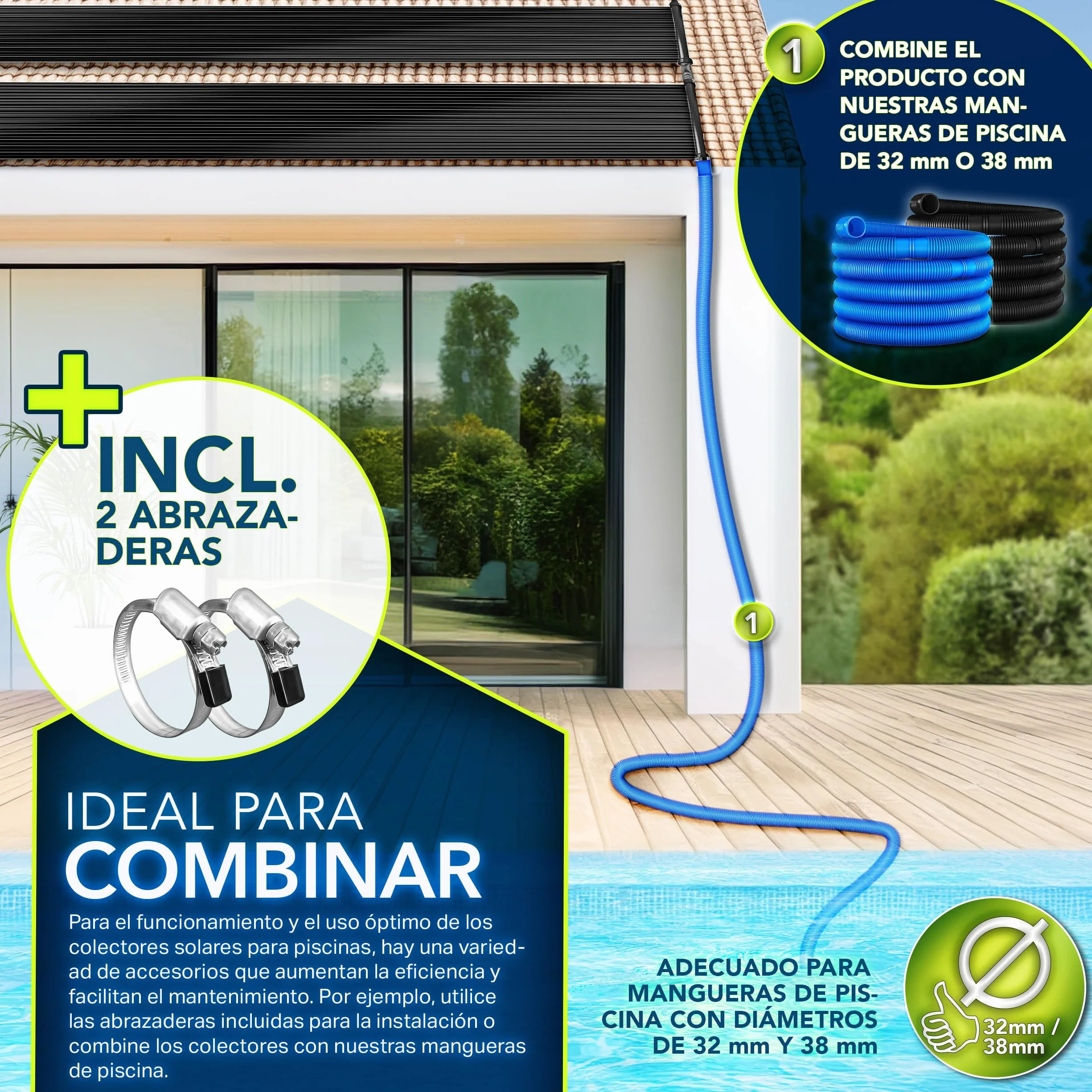 Tillvex Calefactor Solar para Piscina 76 x 300cm Panel Solar Calentador de Agua