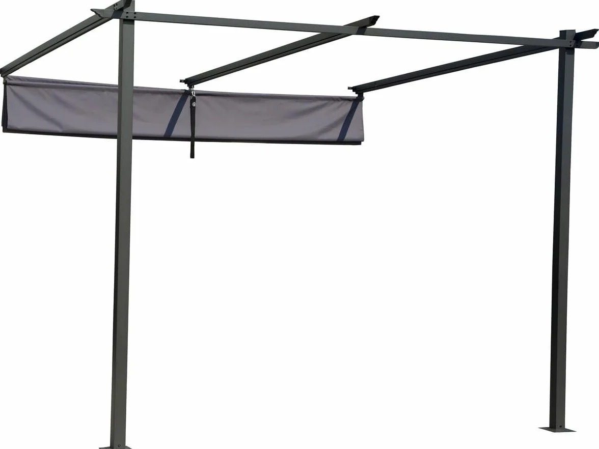 Habitat et Jardin Pergola adosada con Techo retráctil 3 x 3 m Gris Antracita