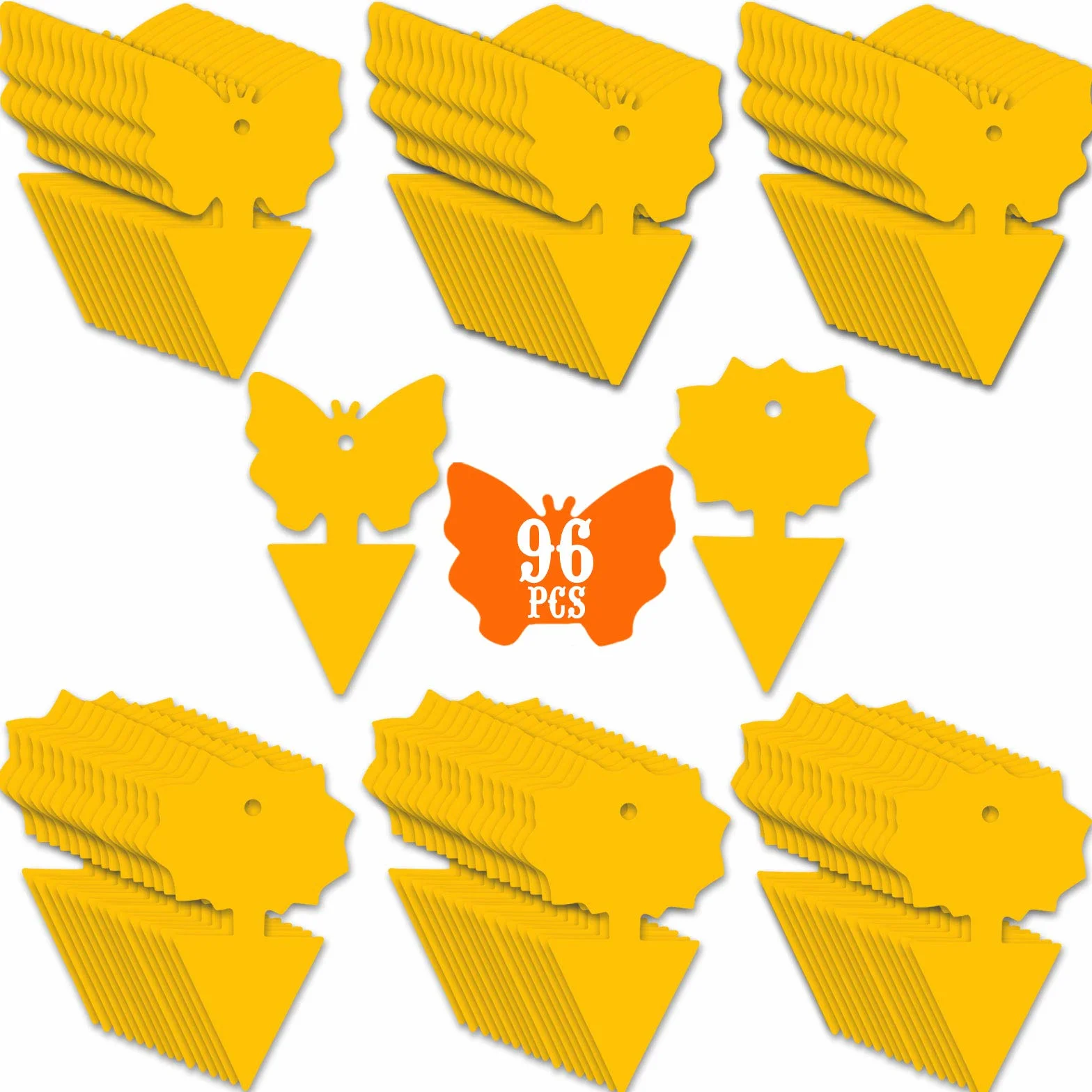 96 trampas pegajosas para moscas de la fruta, para insectos de hongos, para insectos de plantas, cocina, interior y exterior (96 naranja)