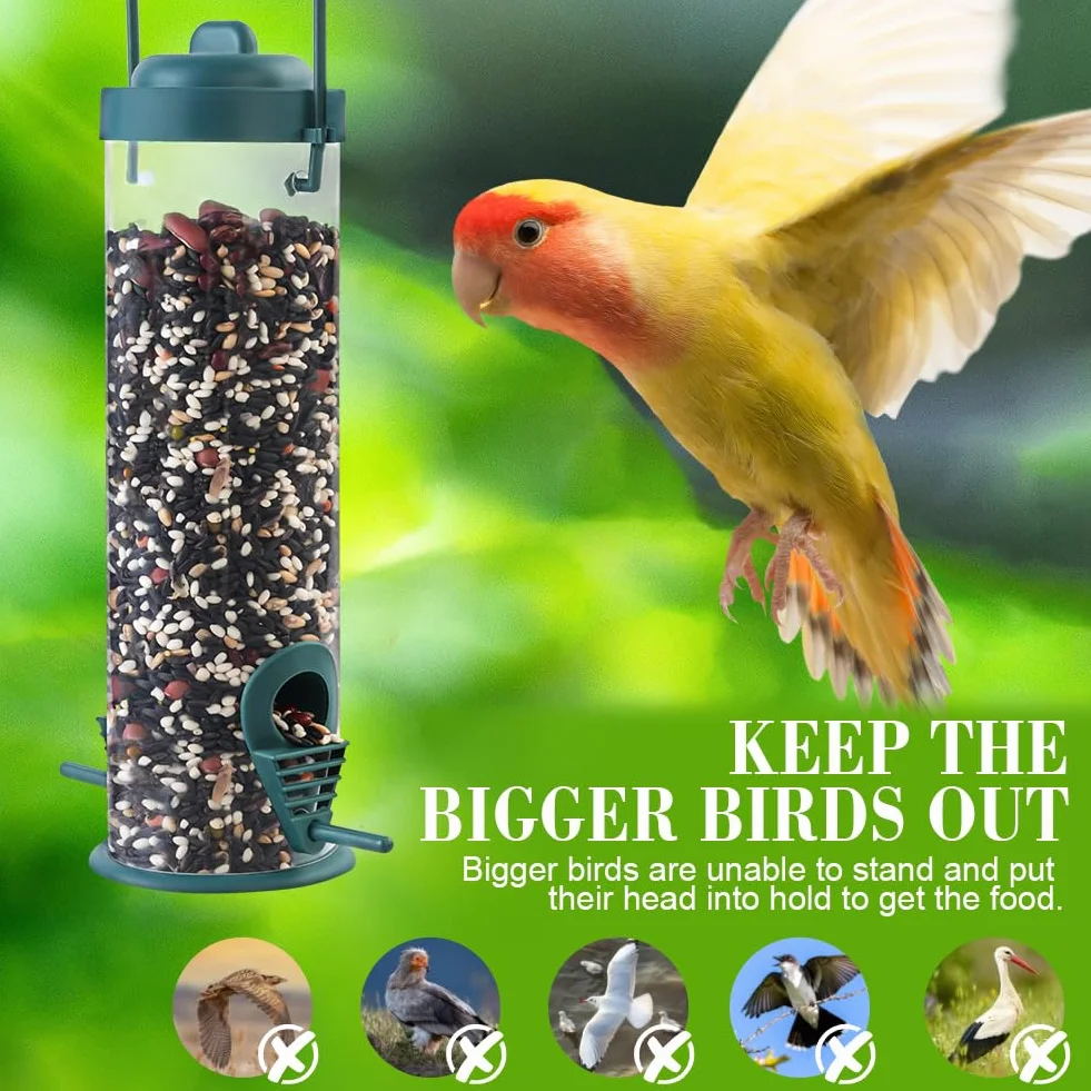 OFFCUP Comedero para Pájaros Colgante 2 Lugares de Acceso Semillas Aves Silvestres Verde