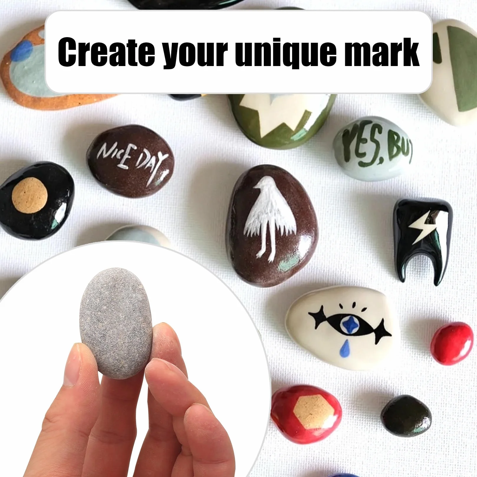 Piedras para Pintar 900g, Guijarros Planos 3-5 cm, Piedras Decorativas Naturales Lisas