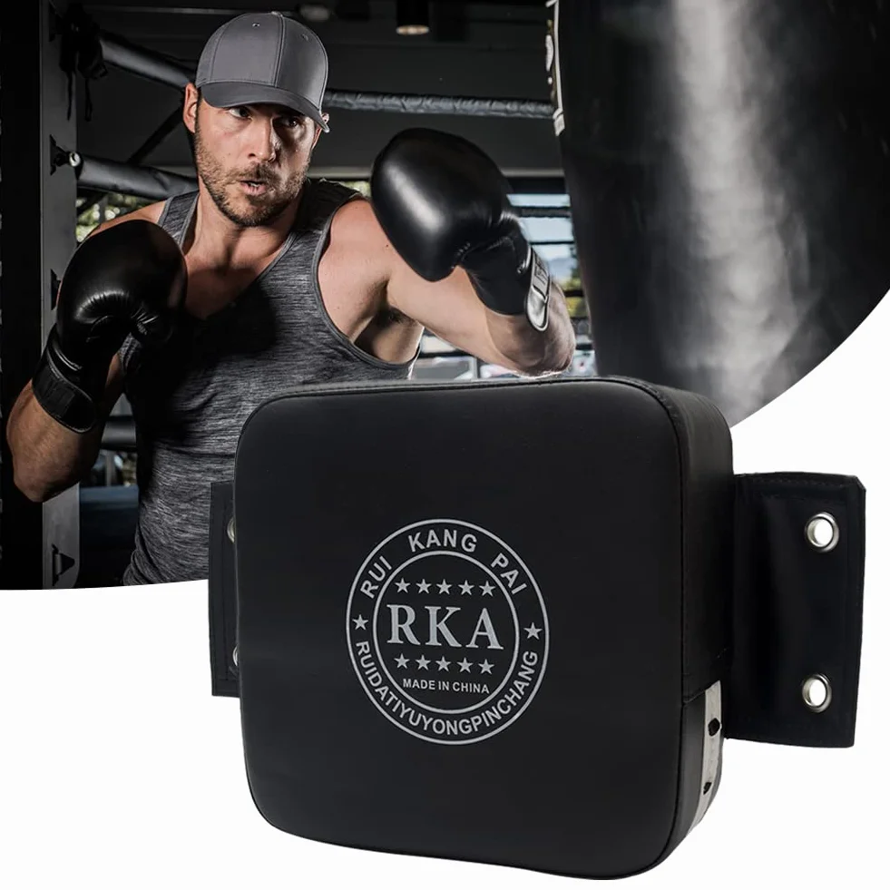 Almohadilla de Perforación de Pared, Bolsa de Boxeo Cuadrada, Accesorio de Entrenamiento para Muay Thai, Kickboxing, Artes Marciales (Negro)