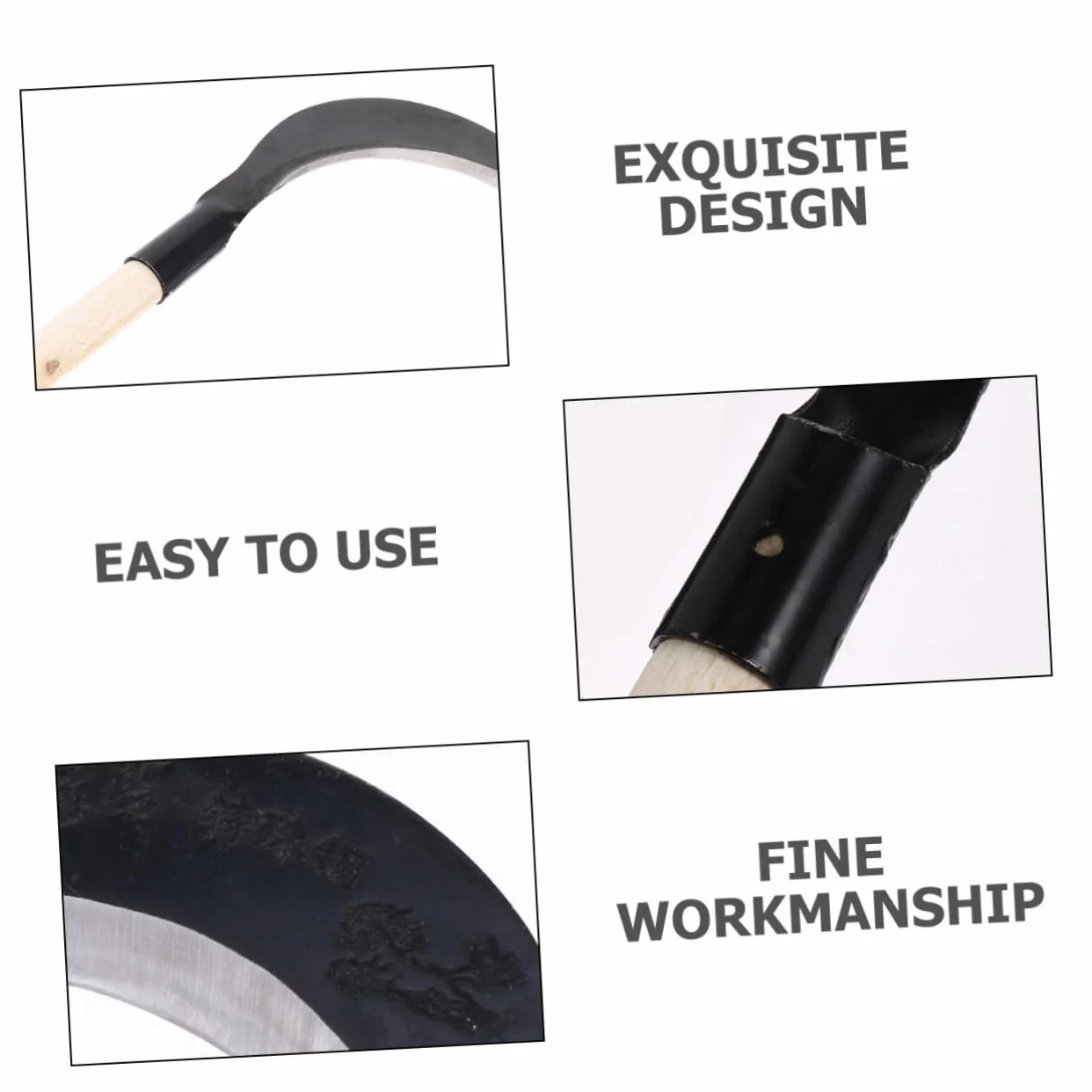Hemobllo Guadaña De Mano De Acero Al Manganeso Para Deshierbe Jardinería Mango Largo, Cuchillo Jardín Afilado y Resistente Para Césped y Maleza, Herramienta Manual Práctica Para Cultivo