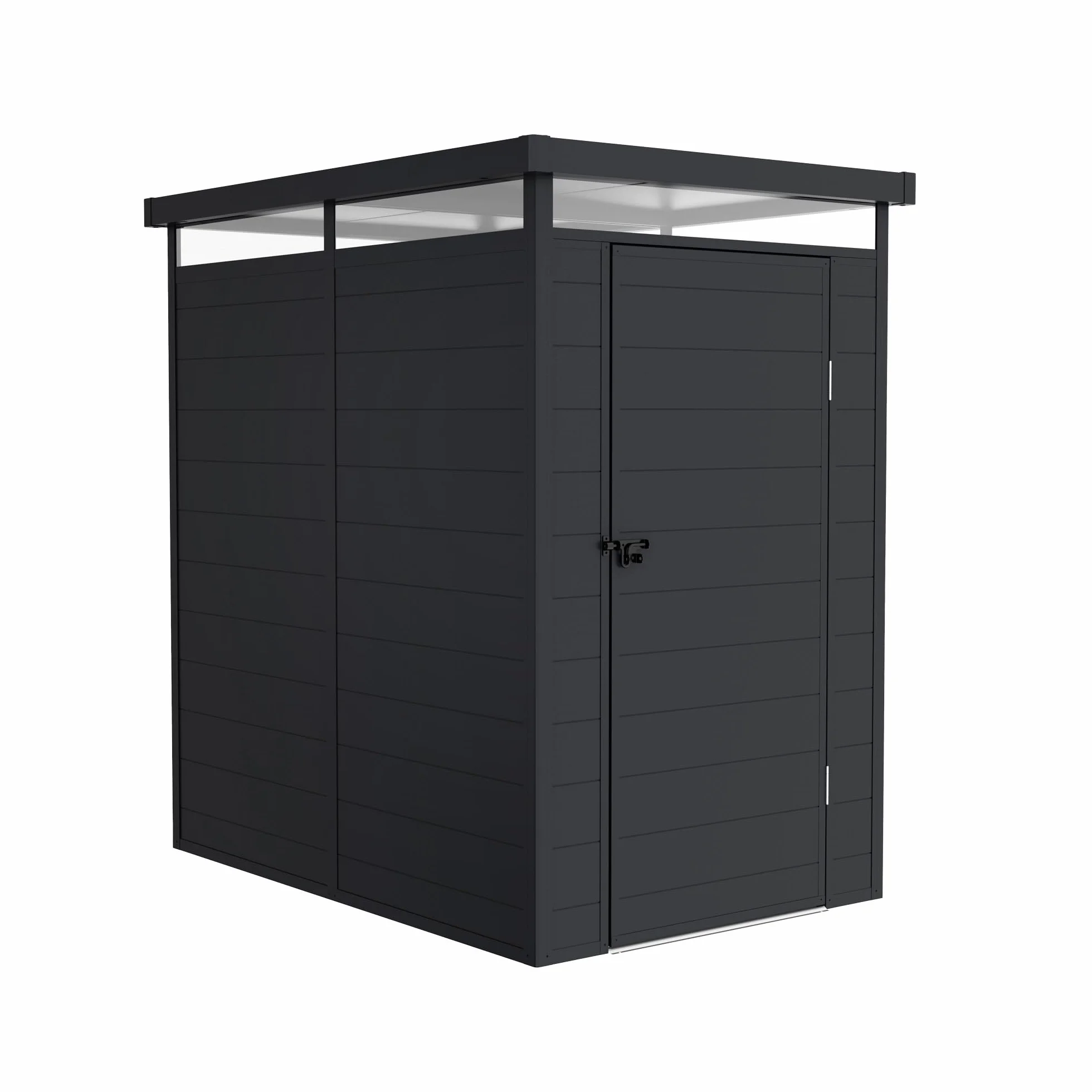 Caseta de Resina Jardín Terra 2,47m2 131x190x196cm Gris Antracita Impermeable Protección UV Estructura Reforzada Aluminio PVC Tragaluz 360º