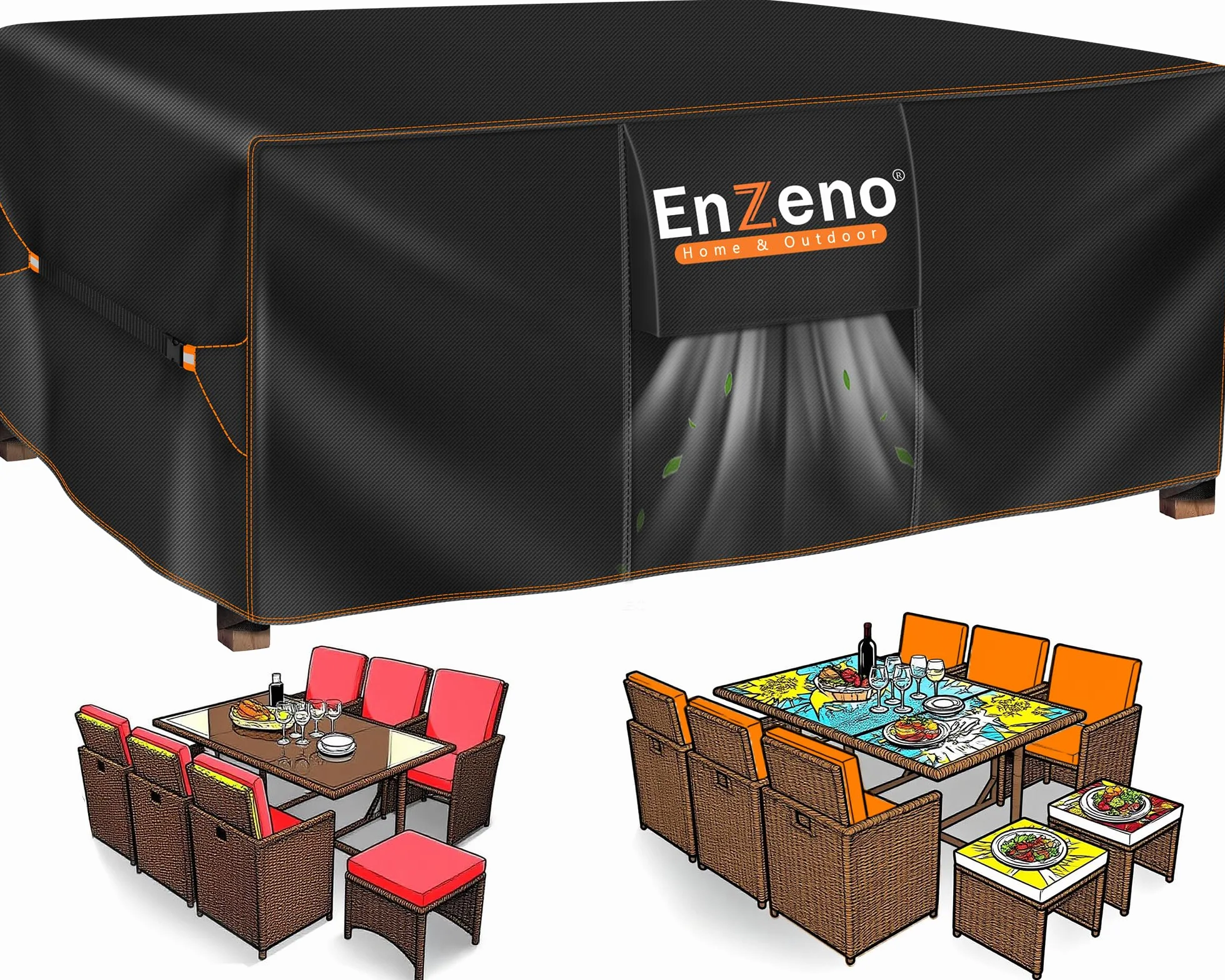 Enzeno Funda Mesa Exterior Impermeable 180x120x74cm Anti Viento Anti UV