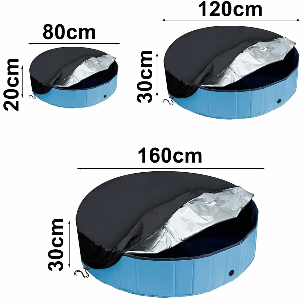 Cubierta de Piscina Redonda para Perros, Funda Plegable Resistente al Agua y Polvo, 160x30cm