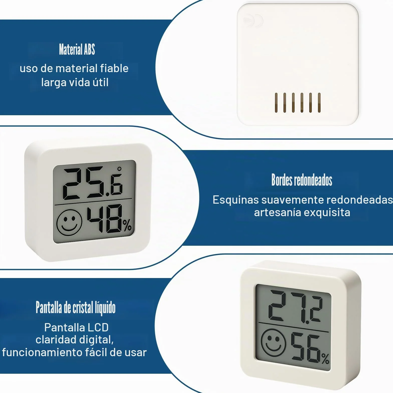 Mini LCD Termómetro Higrómetro Digital Inalámbrico Medidor de Humedad para Interior, 2 Unidades