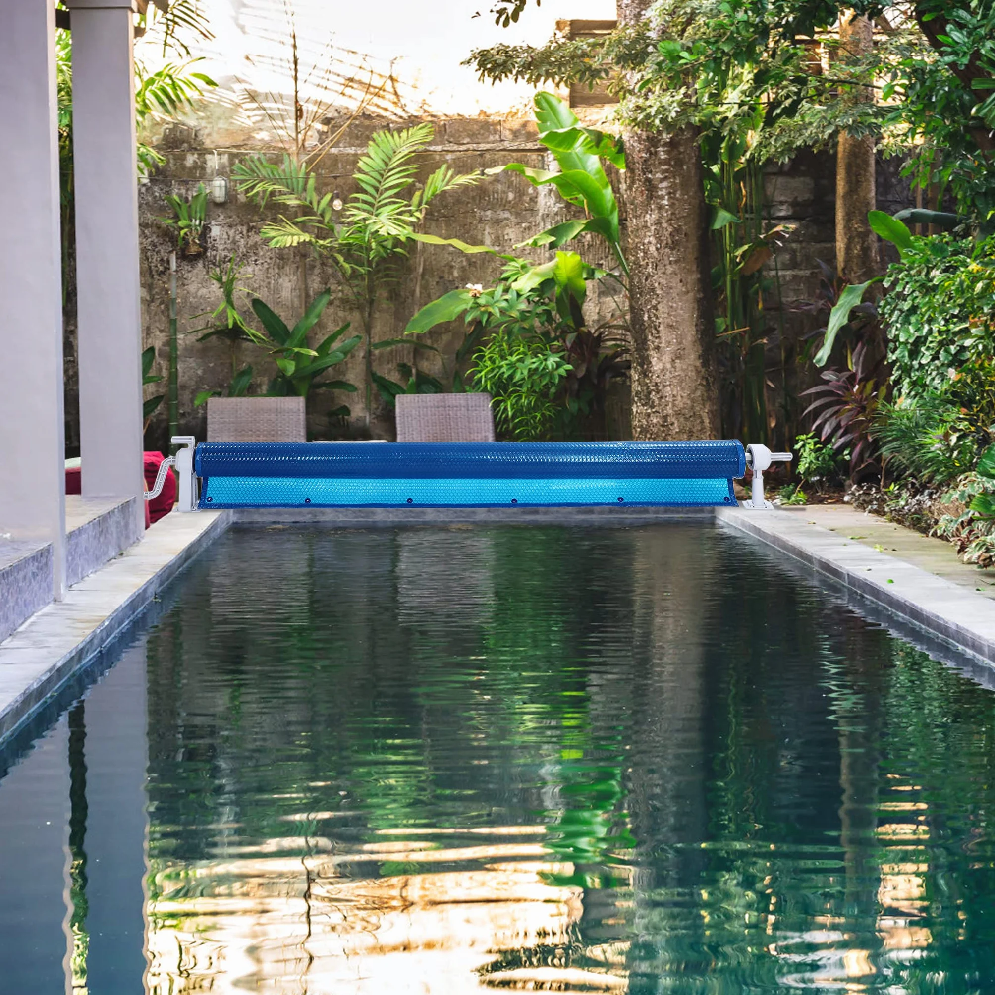 XMTECH Sistema de enrollado para piscina, enrollador telescópico de aluminio, resistente a la intemperie, tipo C, 1,05 m - 6,15 m