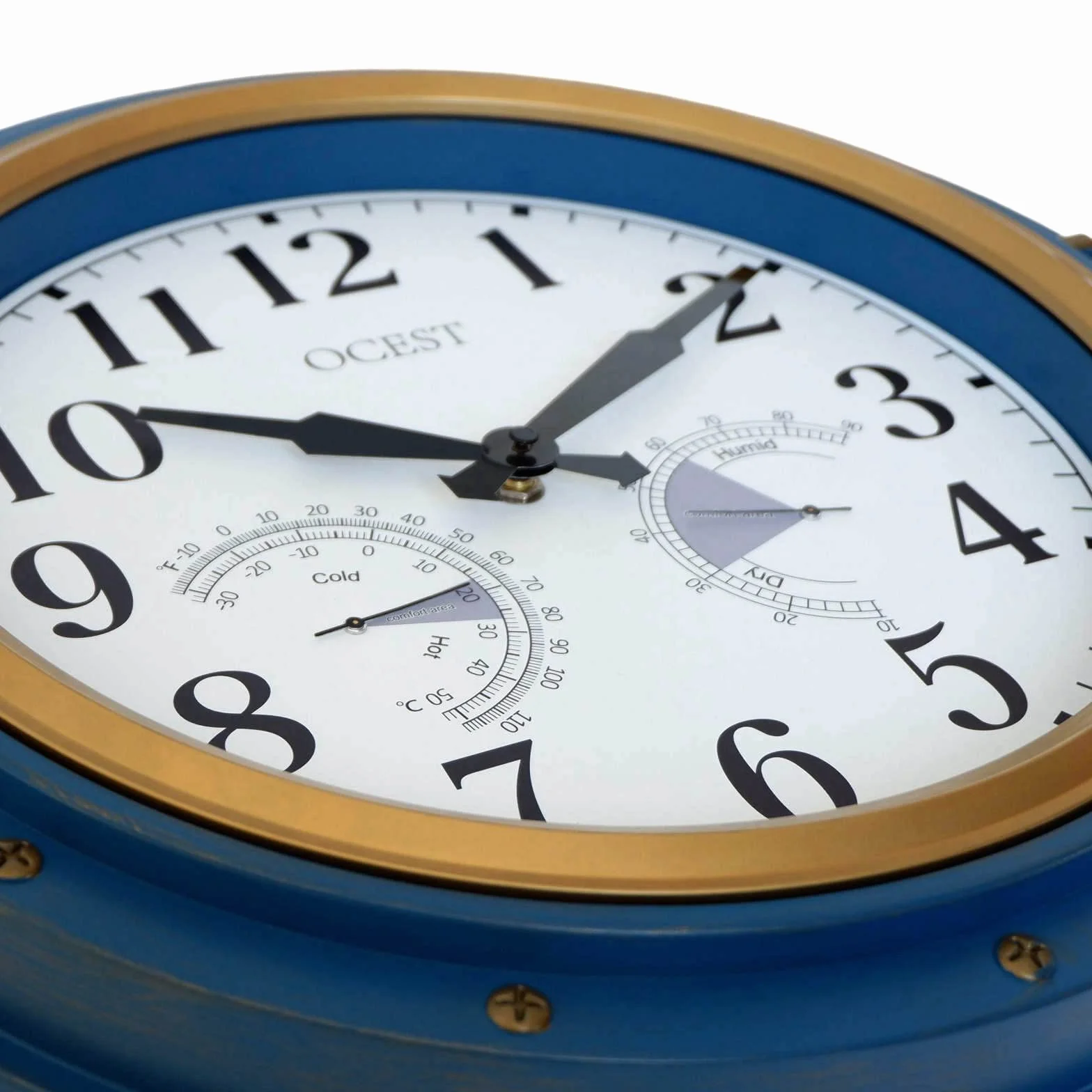 OCEST Reloj de jardín 16 pulgadas impermeable exterior termómetro higrómetro retro