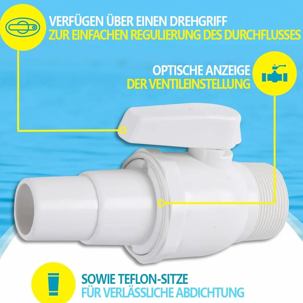 Válvula de Cierre para Piscinas 1,25-1,5 Pulgadas Accesorios Piscina (2 Piezas)