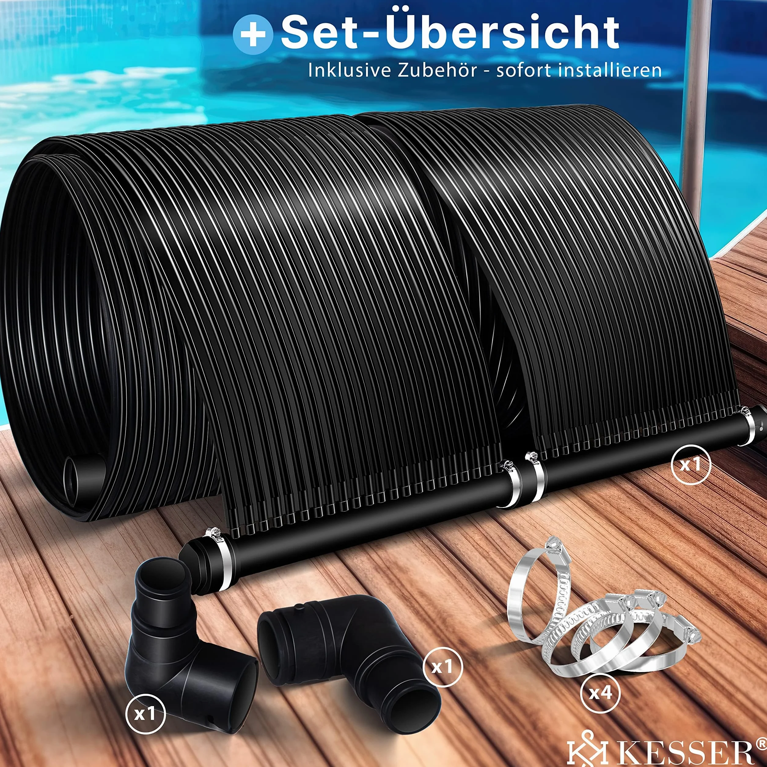 KESSER Colector solar para piscina 300x70 cm calefacción solar UV resistente